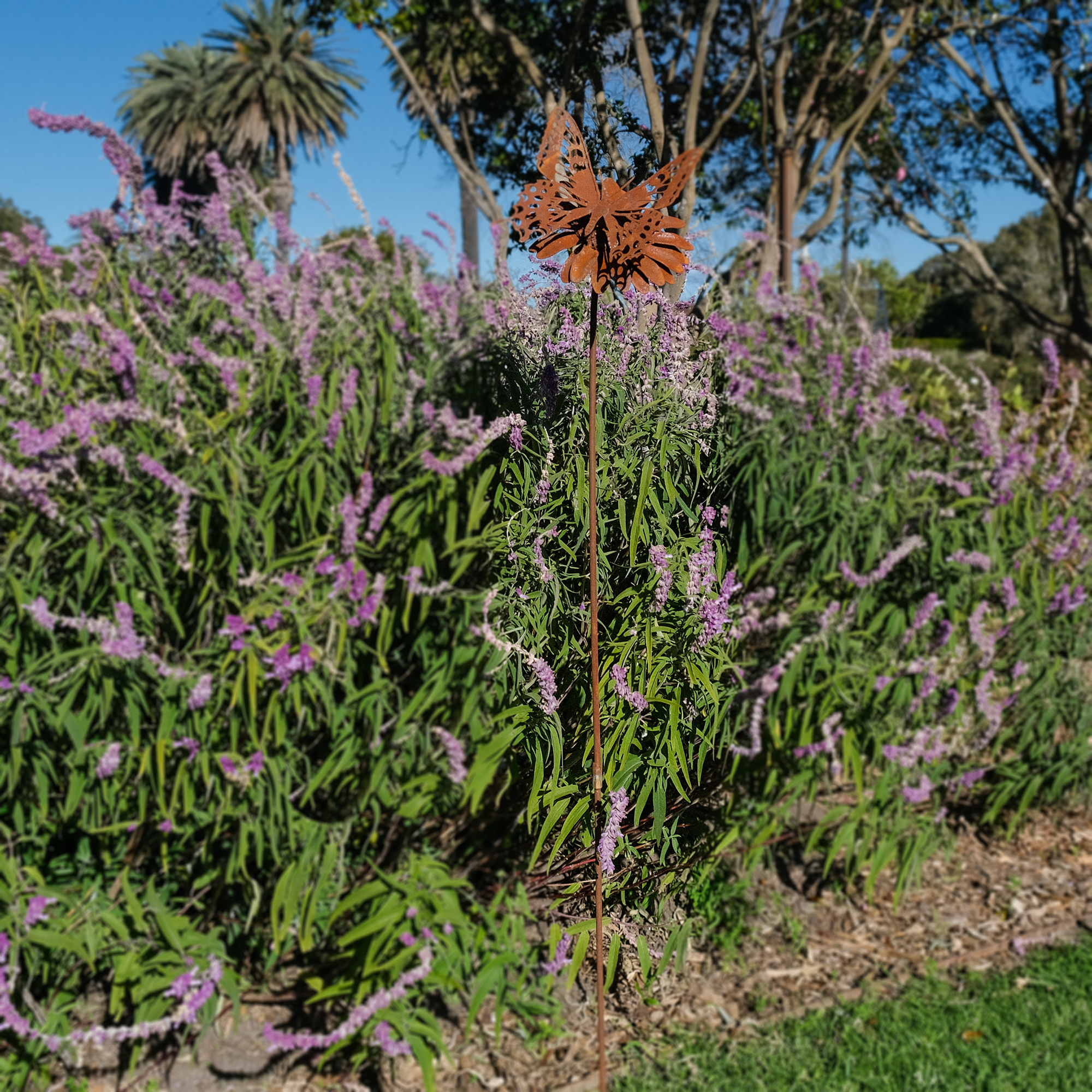 W4604 Garden stake - Butterfly on flower