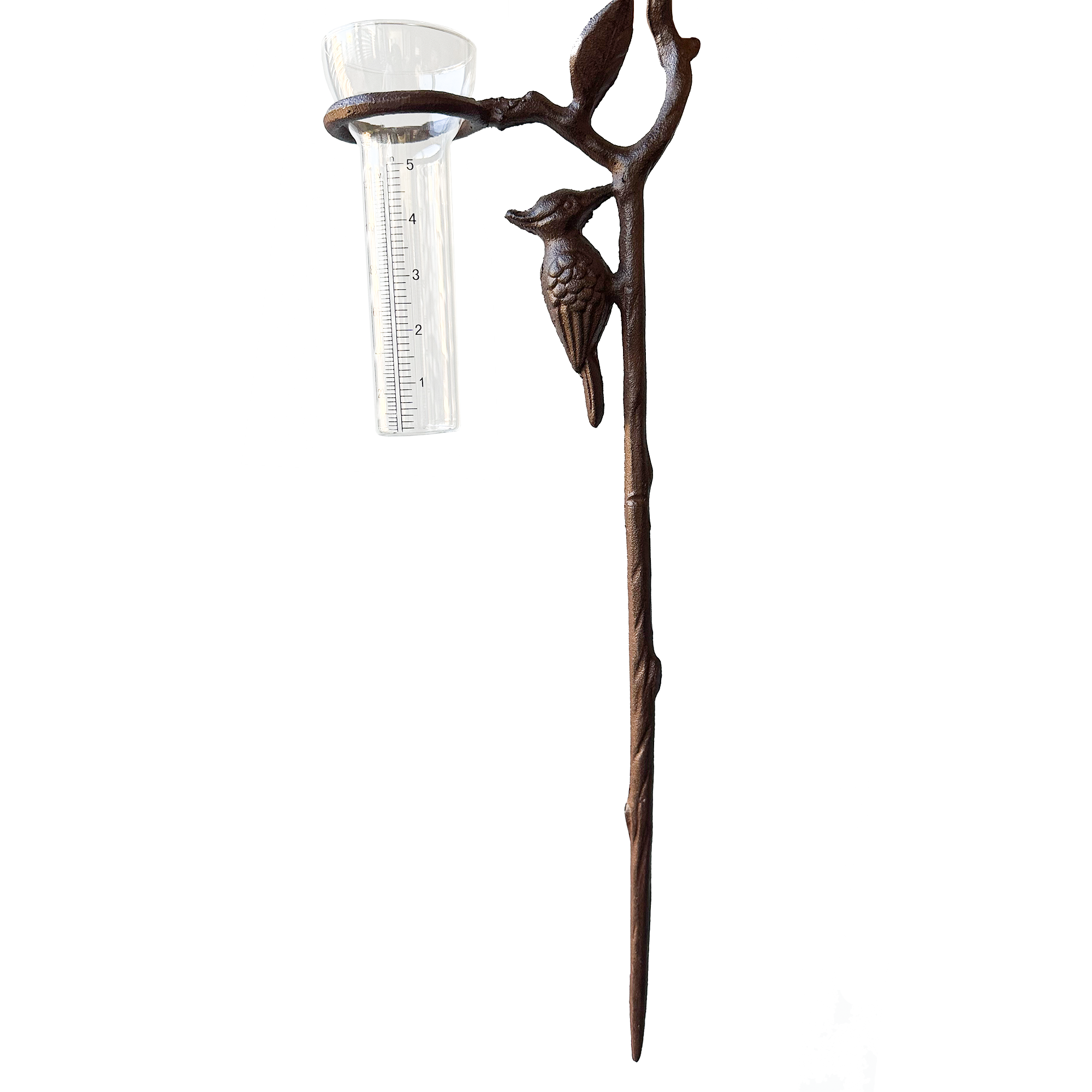 Cast Iron Rain Gauge Stake - Bird with large rain gauge