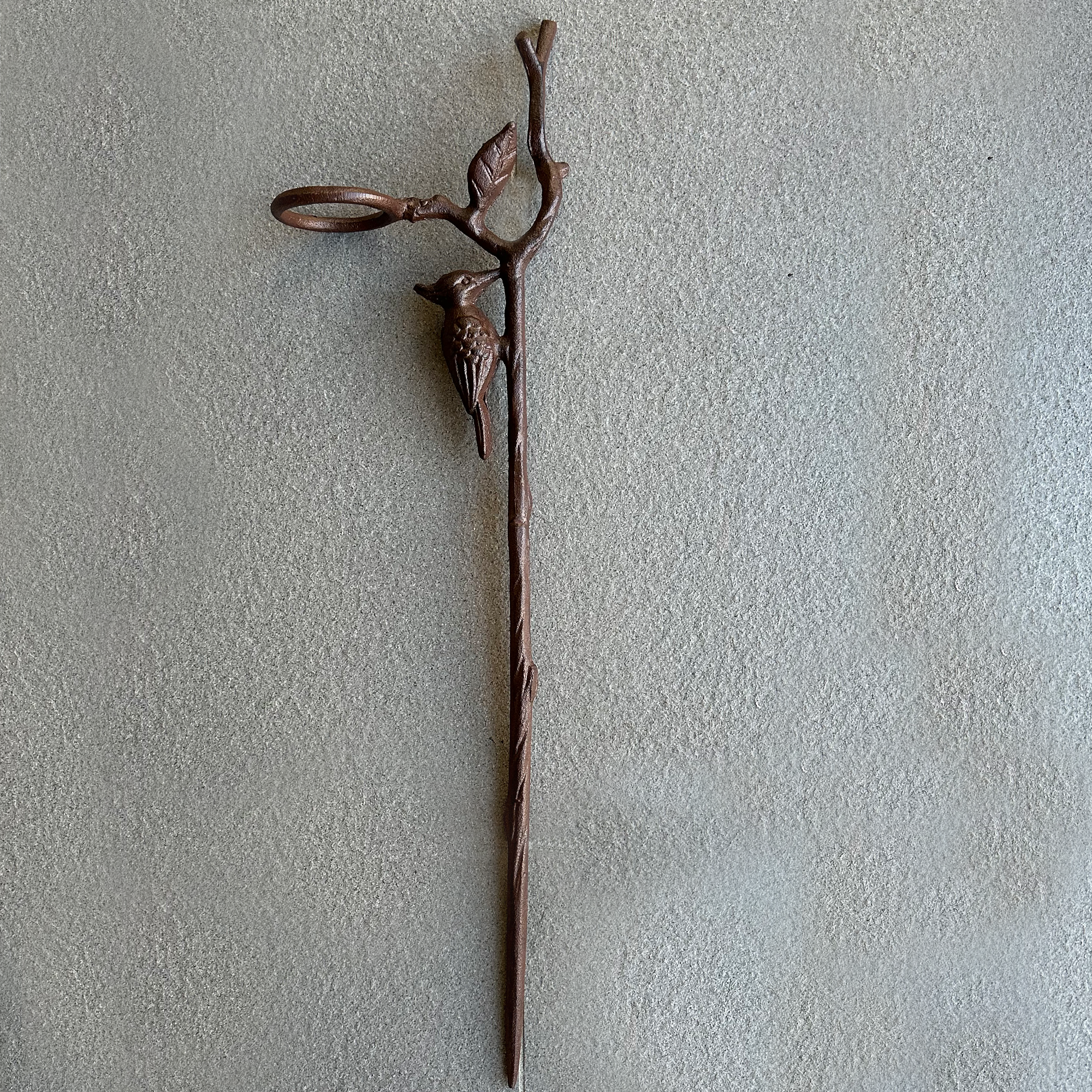 Cast Iron Rain Gauge Stake - Bird with large rain gauge