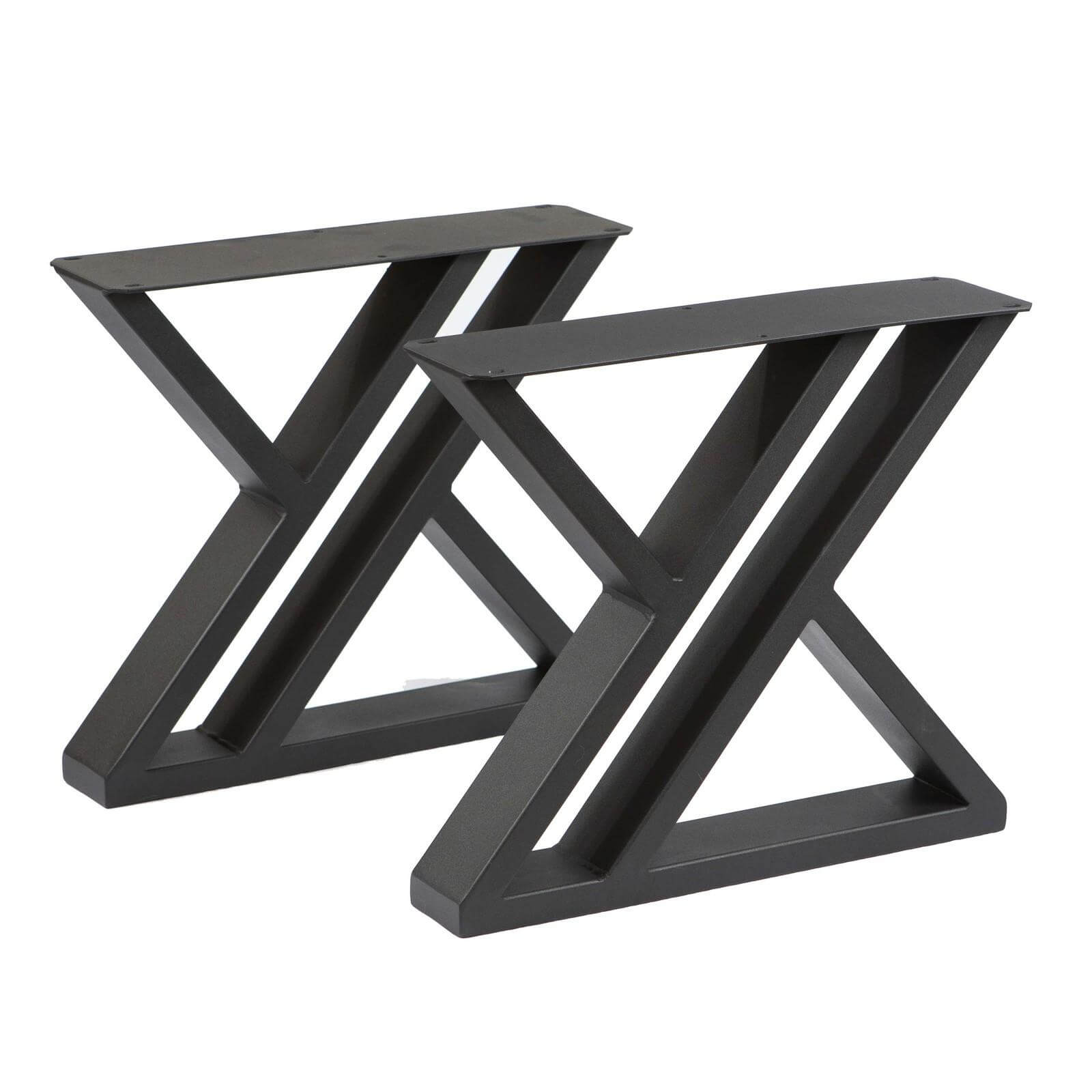 Double-Z coffee table legs, black powder-coated metal, 1 pair, front view