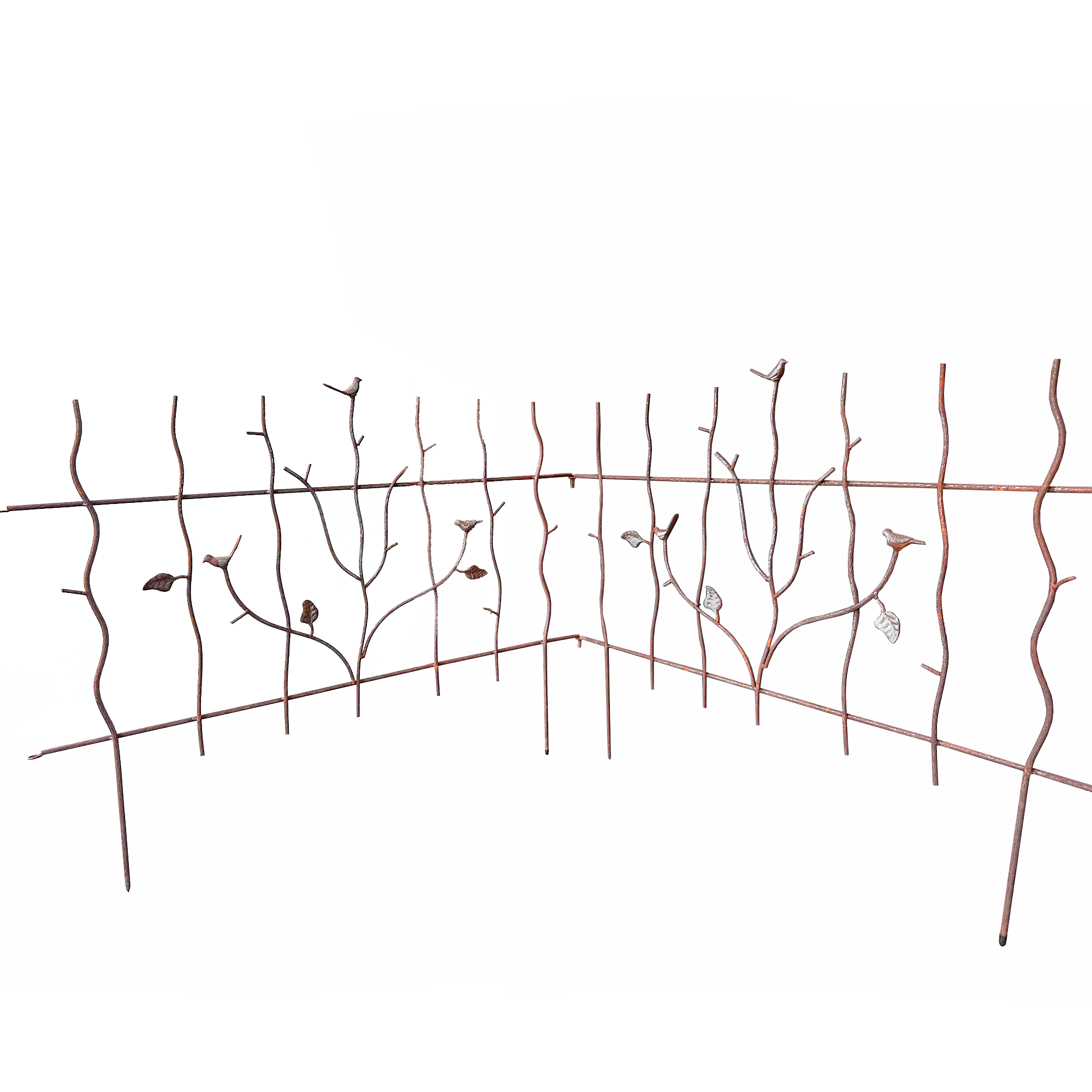 W3102 - Natural Rusted Garden Fence - Set of 2