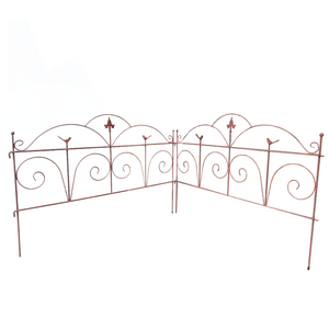 W3066 - Natural Rusted Bird Garden Fence - Set of 2