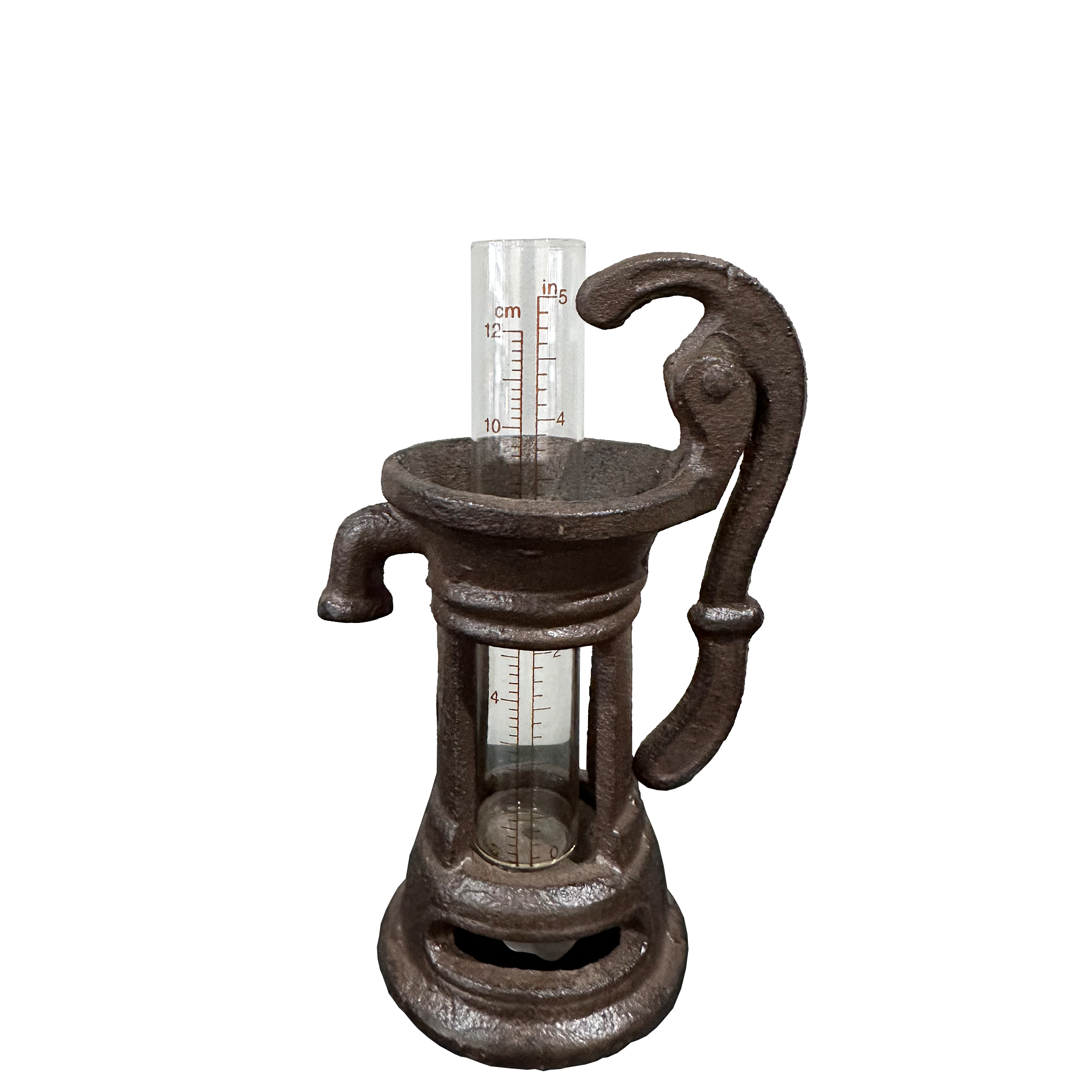 Cast Iron Rain Gauge - Antique oil lamp