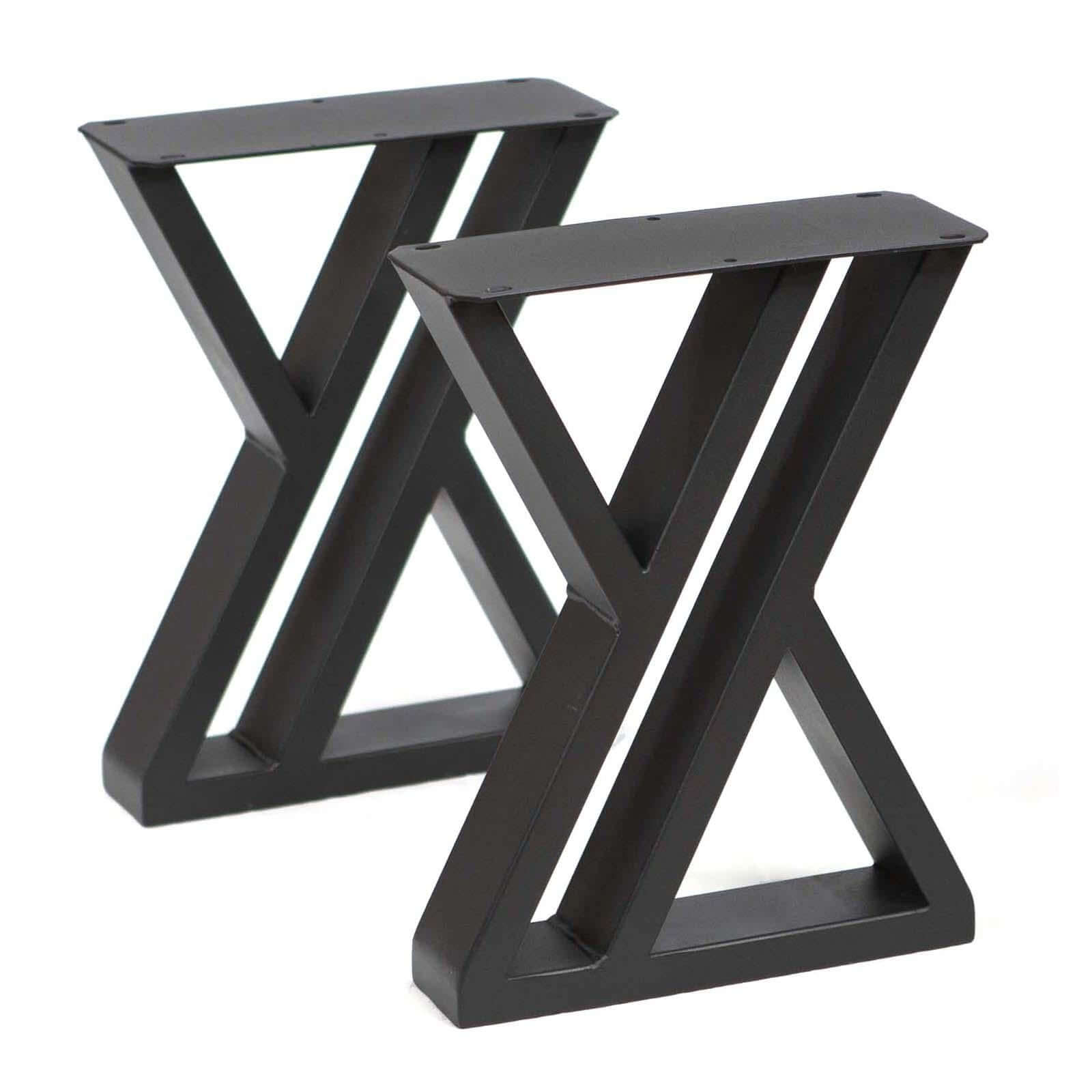 Black powder-coated double-Z bench legs, angled support frames, 1 pair