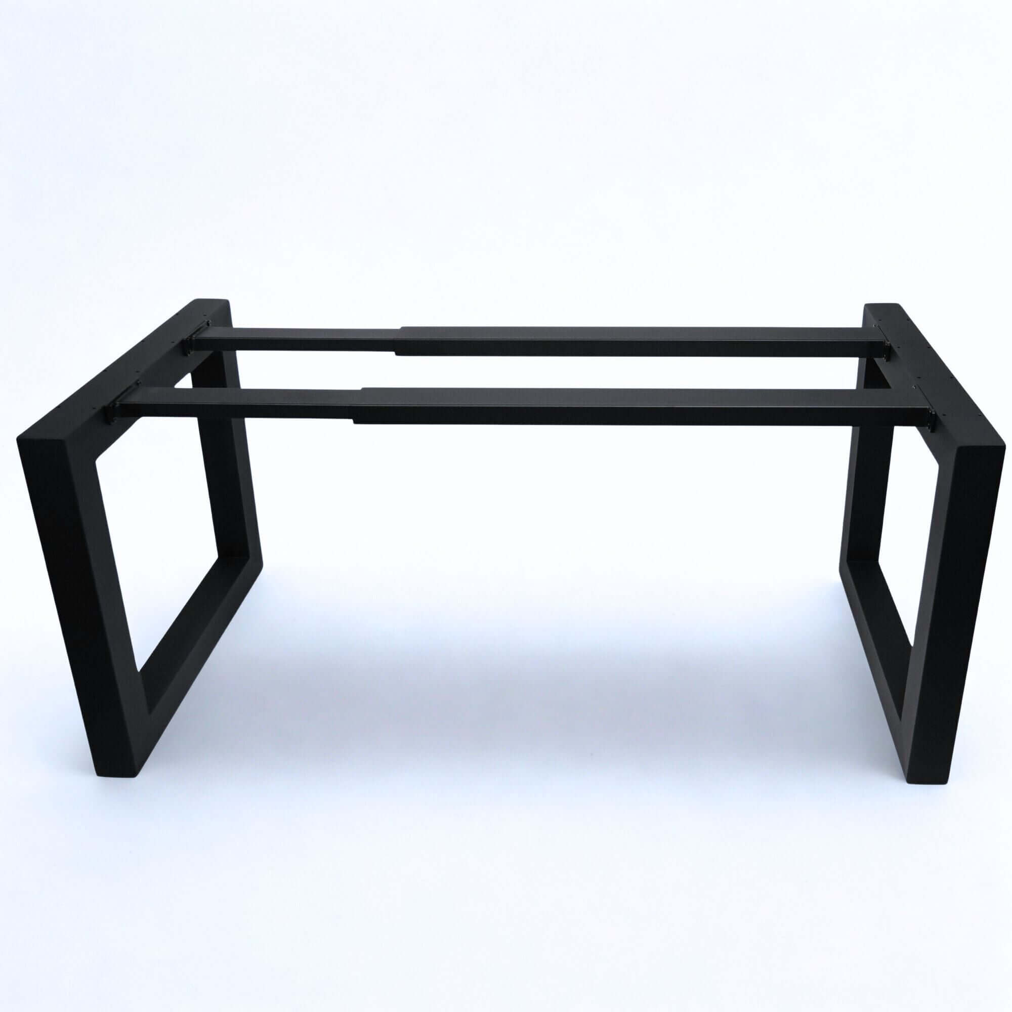 SS005 extendable square dining table frame, demonstrating the sliding extension mechanism.