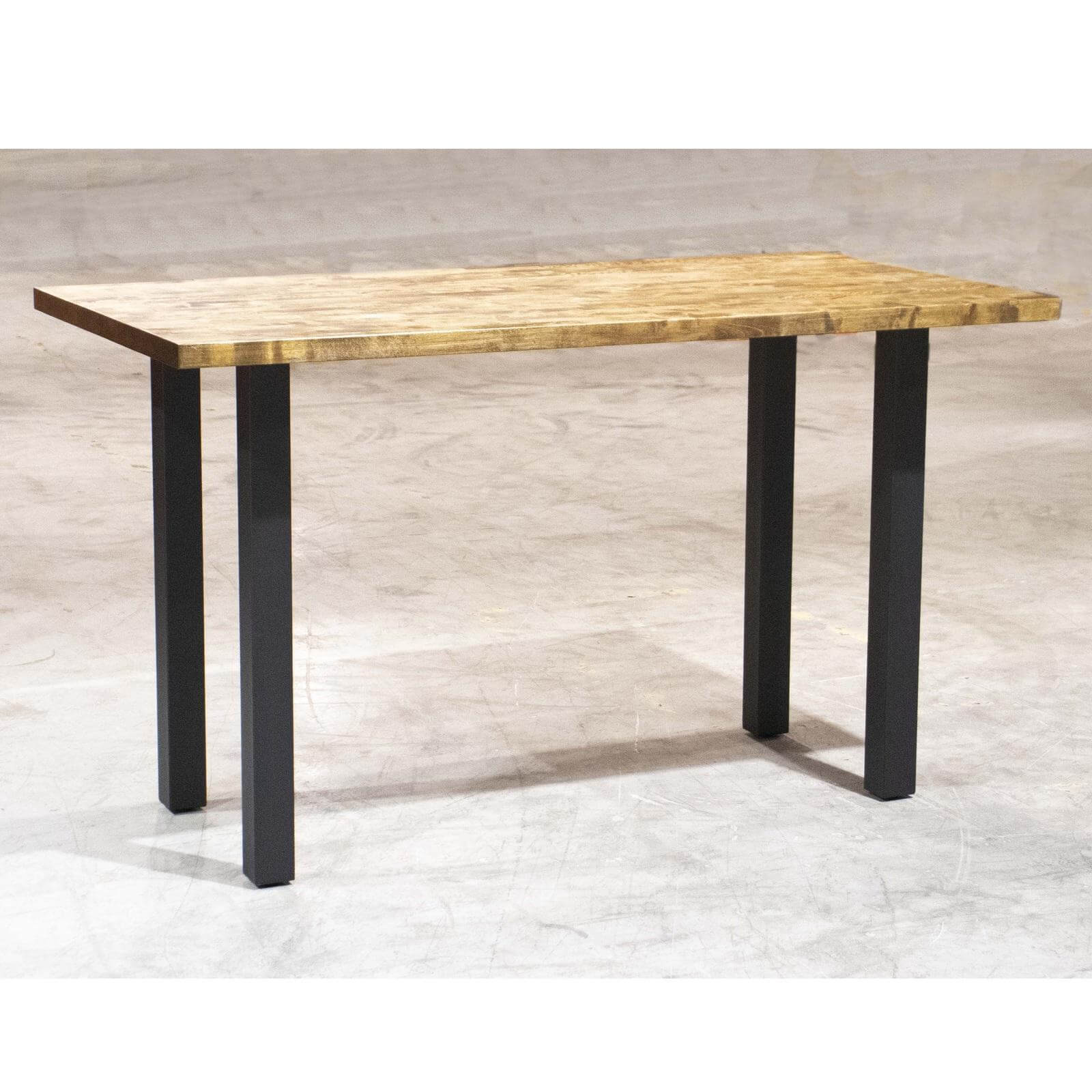Bar-height table legs set of 4 with black powder-coated column legs and wood top
