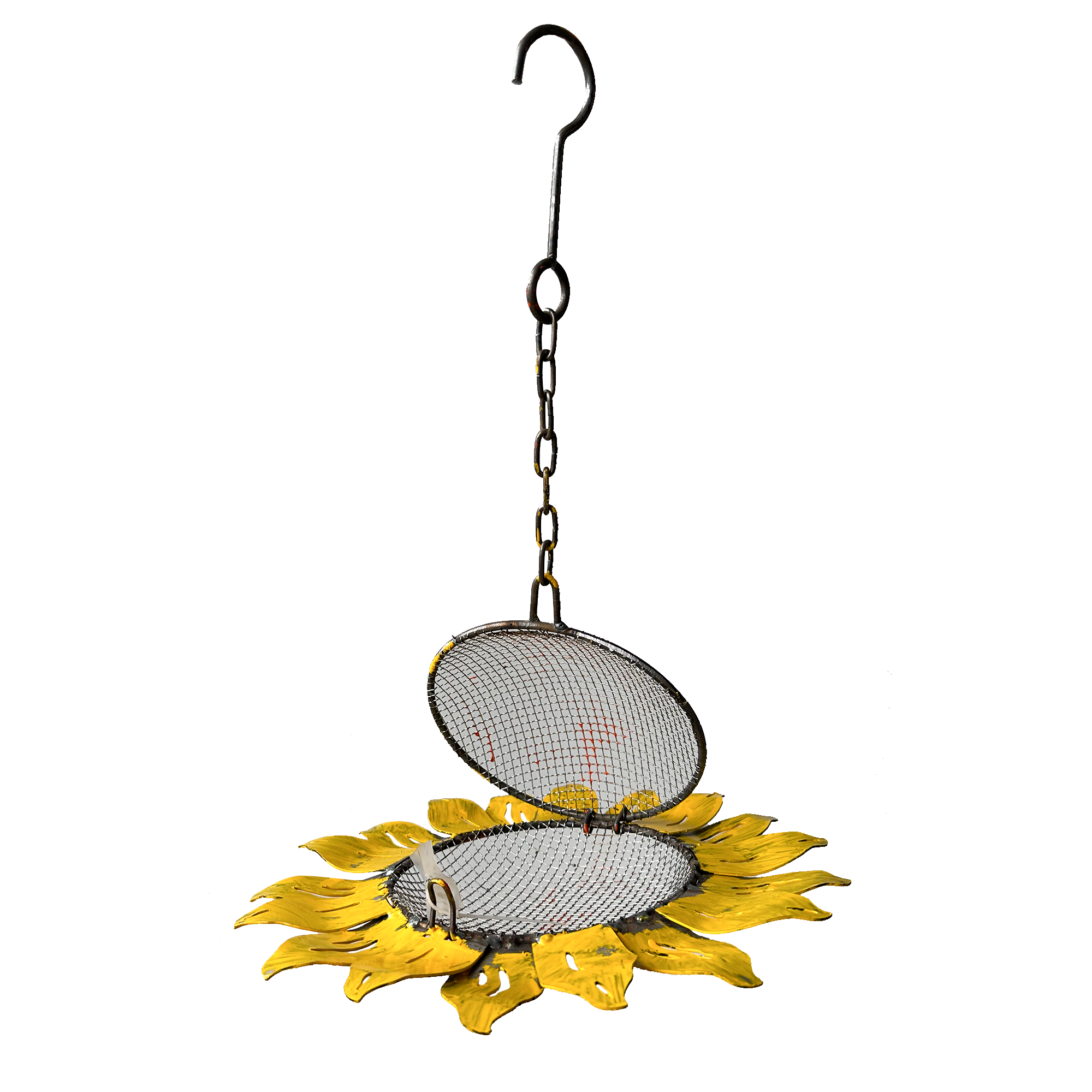W3532C - Hanging Bird Feeder - sunflower - Natural Rusted and Yellow