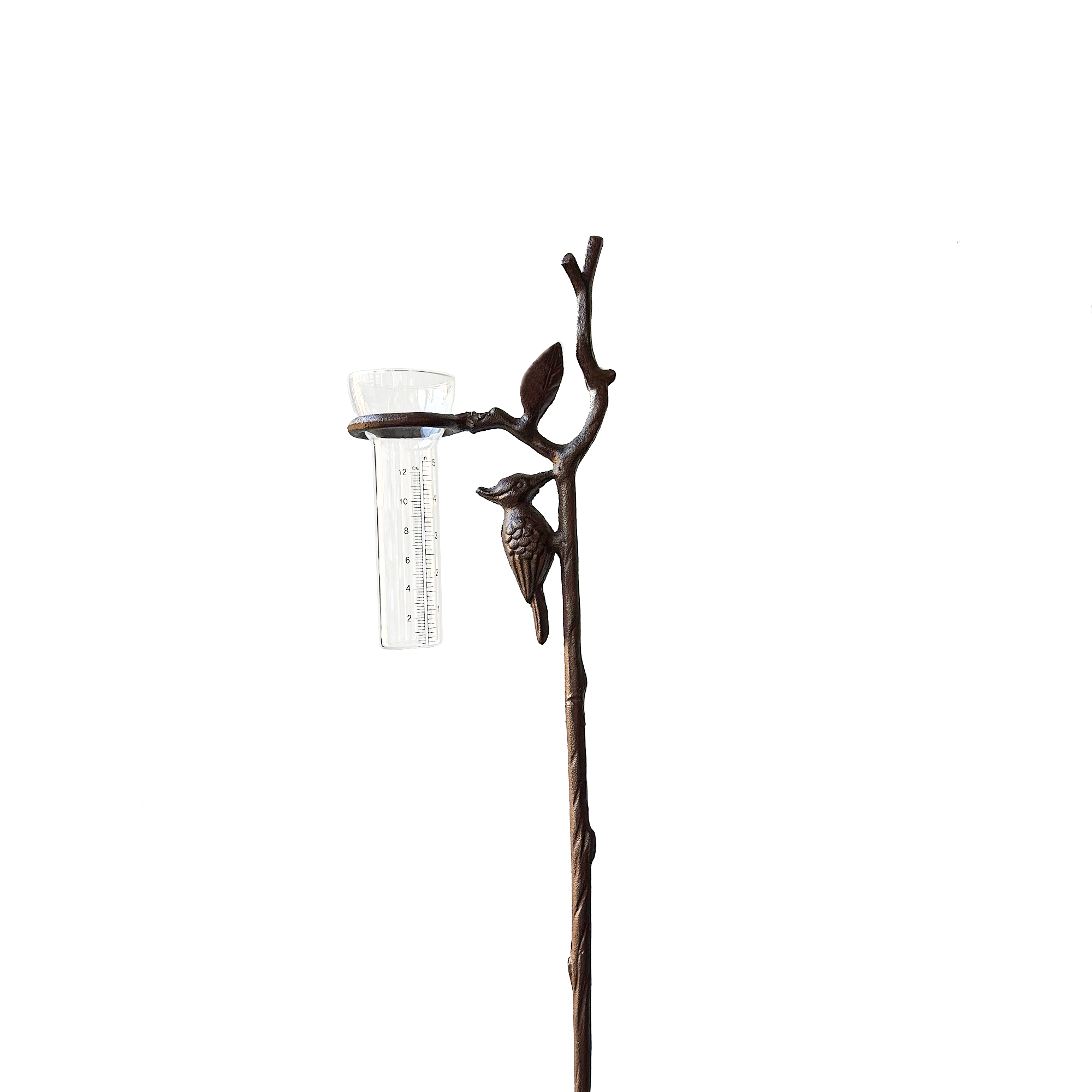 Cast Iron Rain Gauge Stake - Bird with large rain gauge