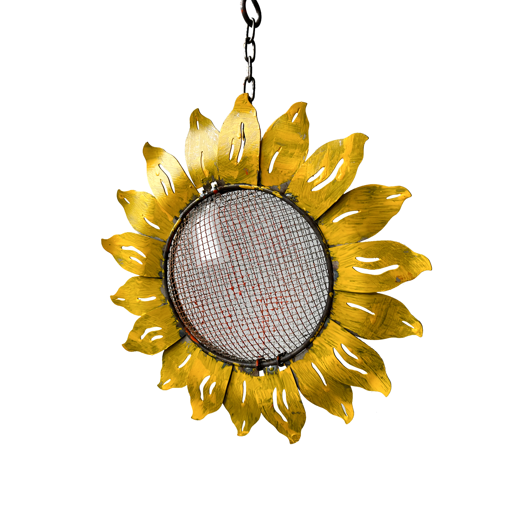 W3532C - Hanging Bird Feeder - sunflower - Natural Rusted and Yellow