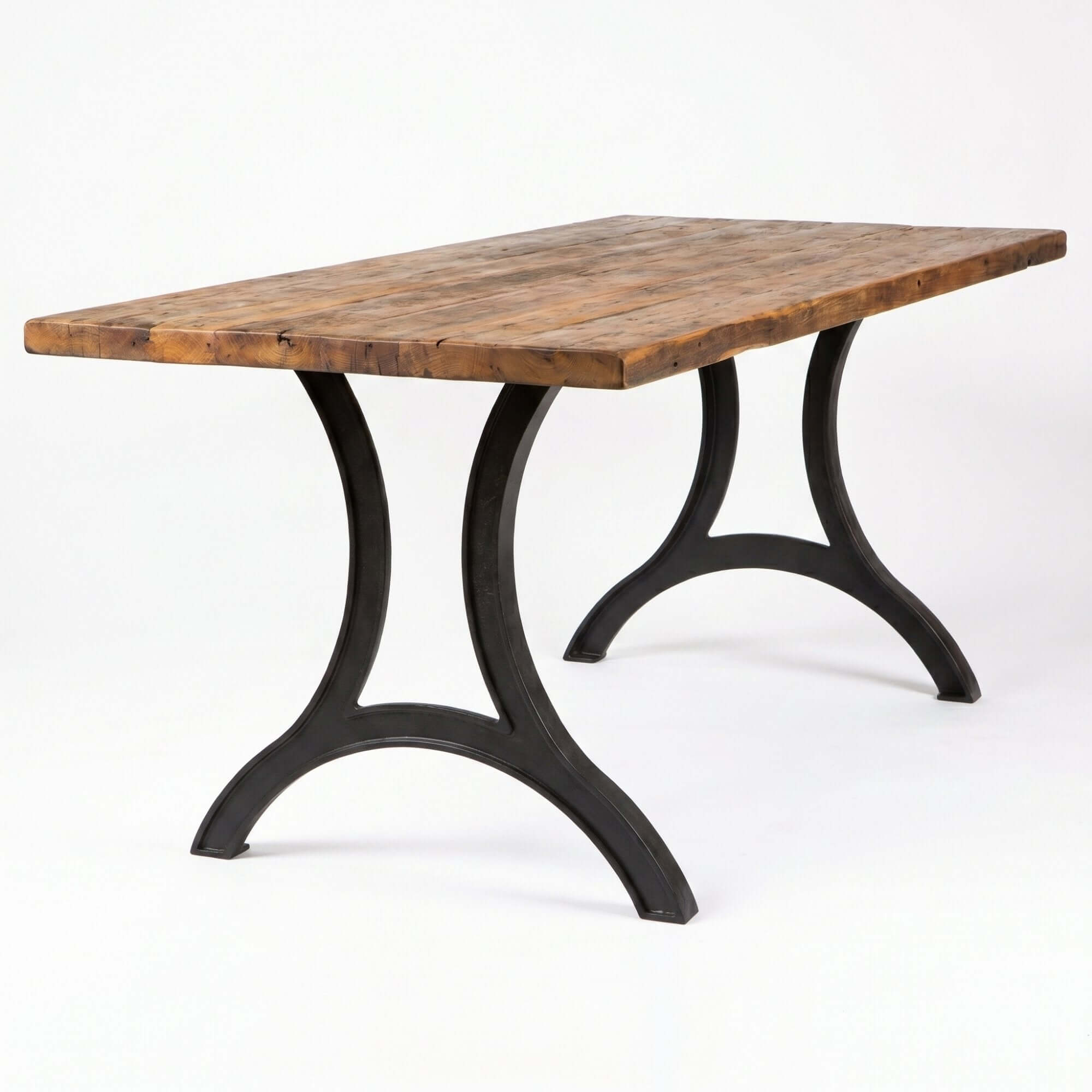 Cast iron dining table legs with arched base, black finish, set of two