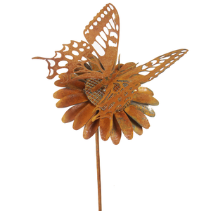 W4604 Garden stake - Butterfly on flower