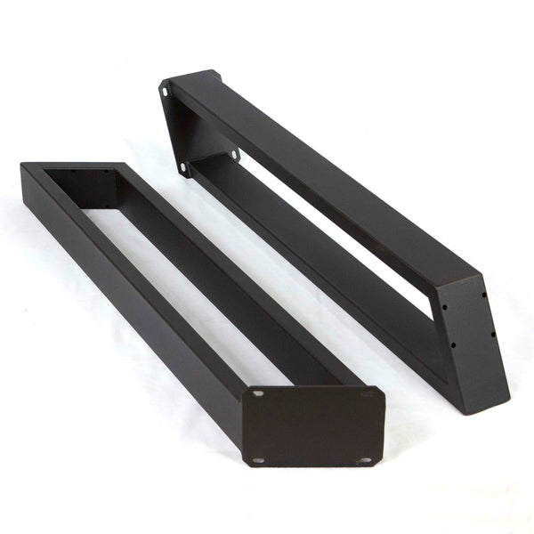 Close-up view of the V-shaped metal table legs, highlighting the modern, angled design and smooth coating.