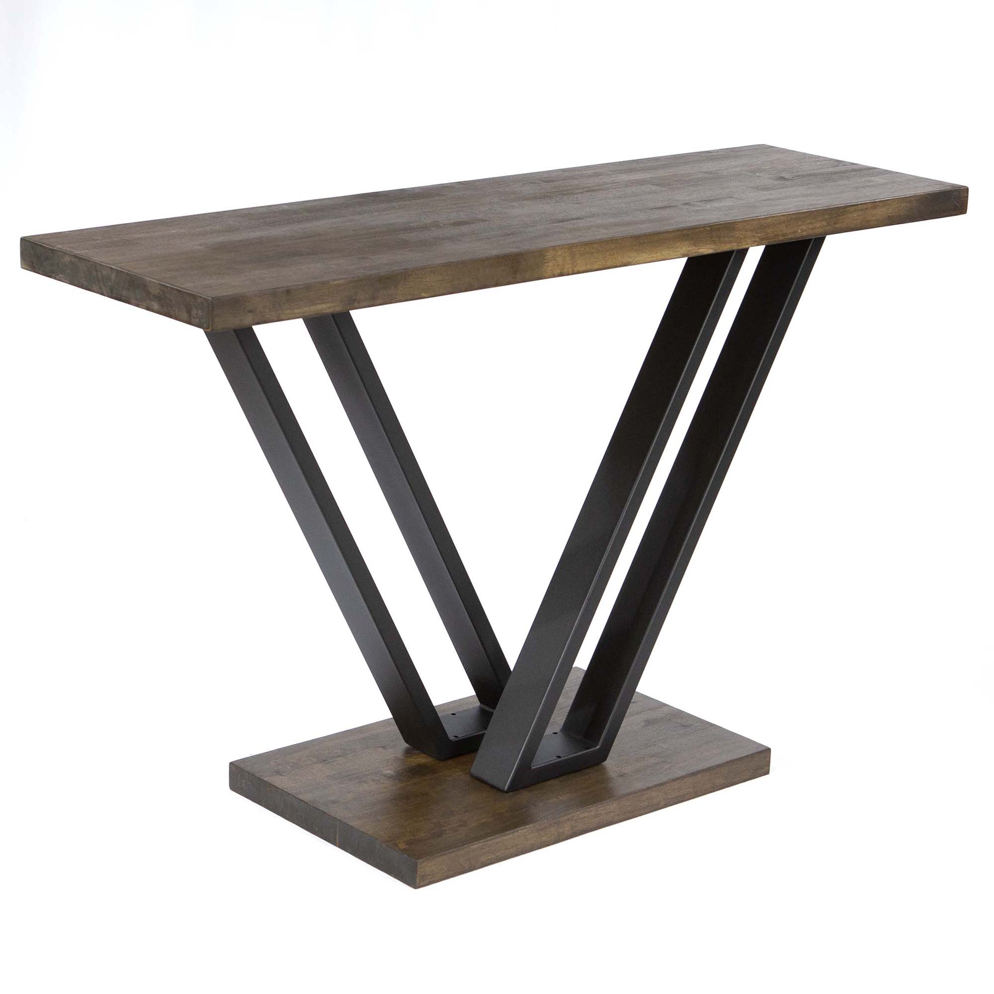SS2430 V-shaped console table legs in black finish, shown as a matching pair for entryway furniture.