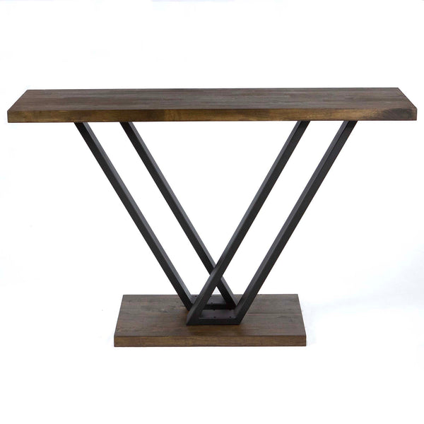 Pair of SS2430 entryway table legs installed on a wooden console table, demonstrating stability and style.