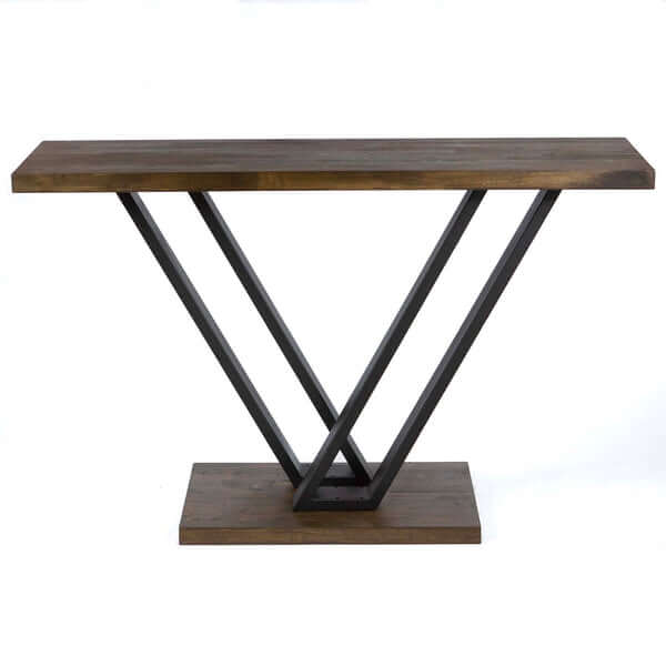 Pair of SS2430 entryway table legs installed on a wooden console table, demonstrating stability and style.