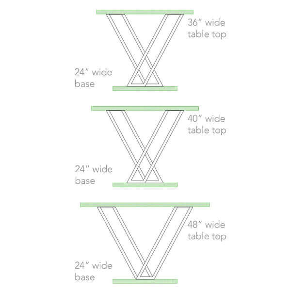 Sketch of the V-shaped console legs, showcasing the clean lines and welded joint construction.