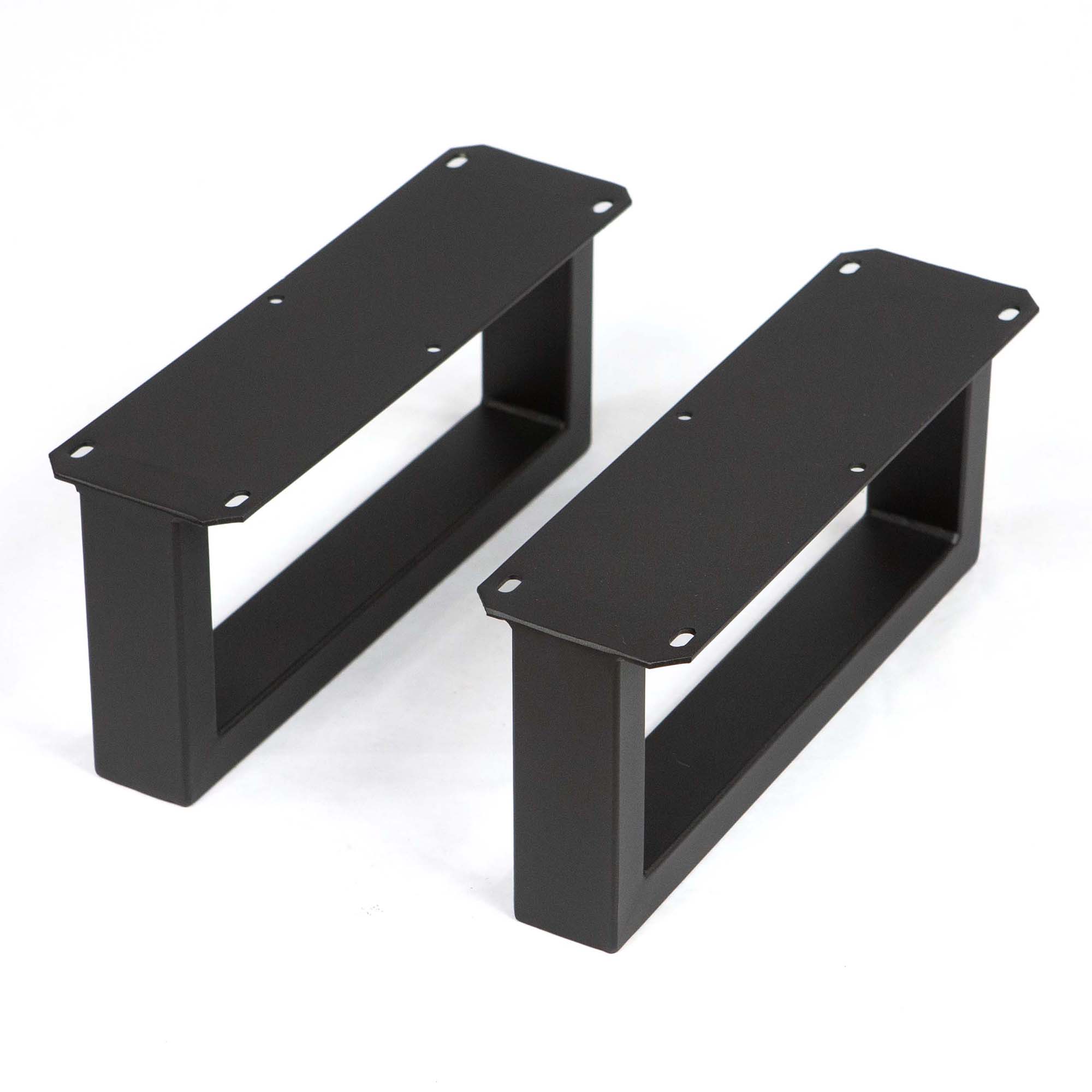 Angled perspective of the 15.2cm U-shaped metal furniture legs showcasing sturdy build and smooth finish.