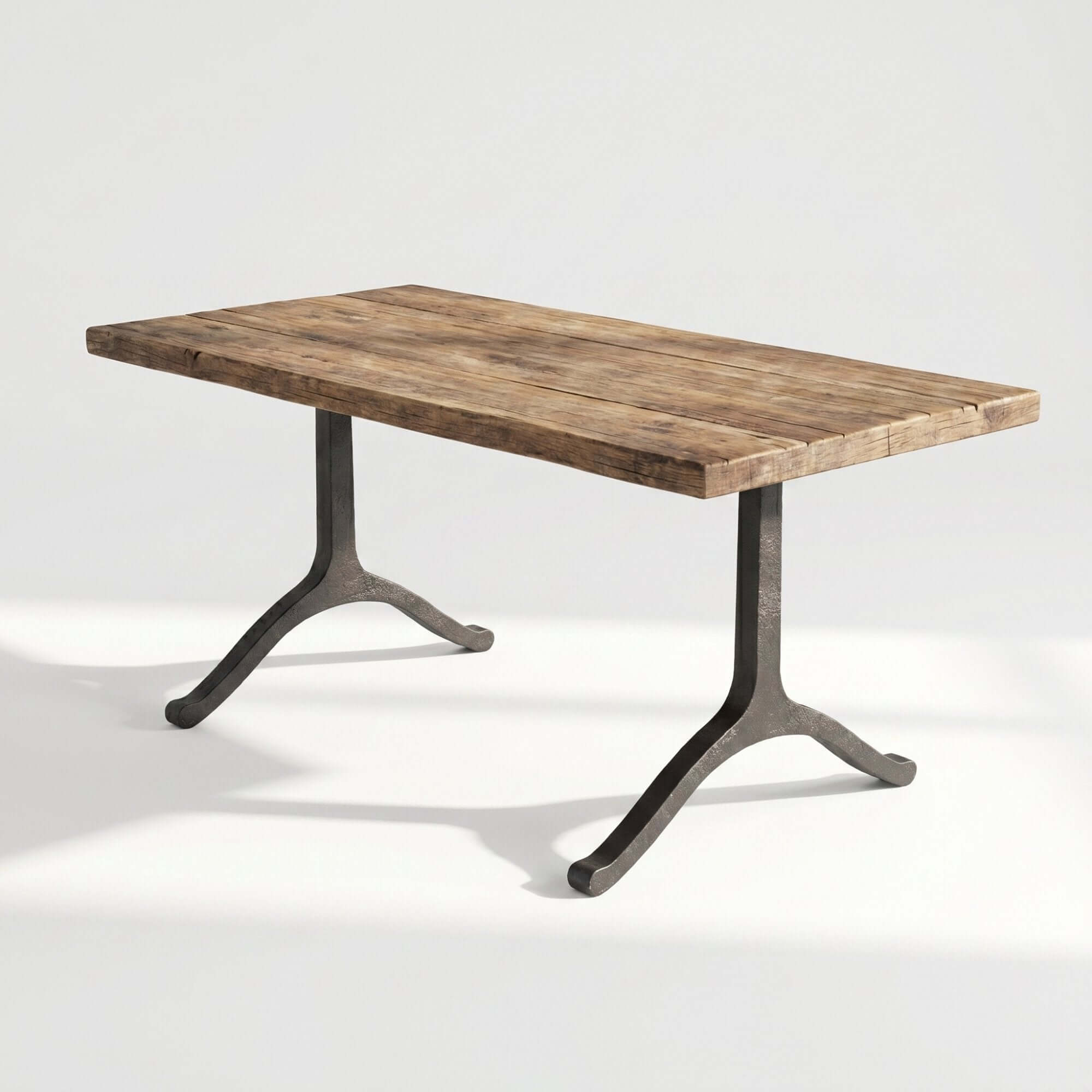 Dark metal wishbone table leg pair with base plate for bench or coffee table