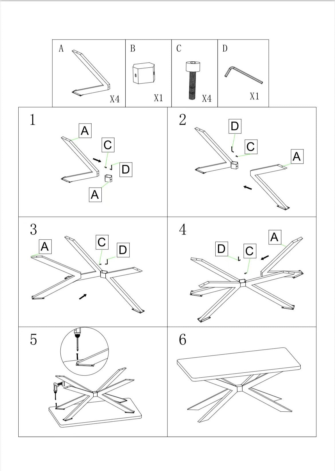 SS1510 Dining Table Legs, Metal Butterfly-Shaped