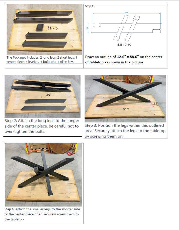 SS1710 Long Dining Table Legs, Straw Bundle Shaped, 1 Set