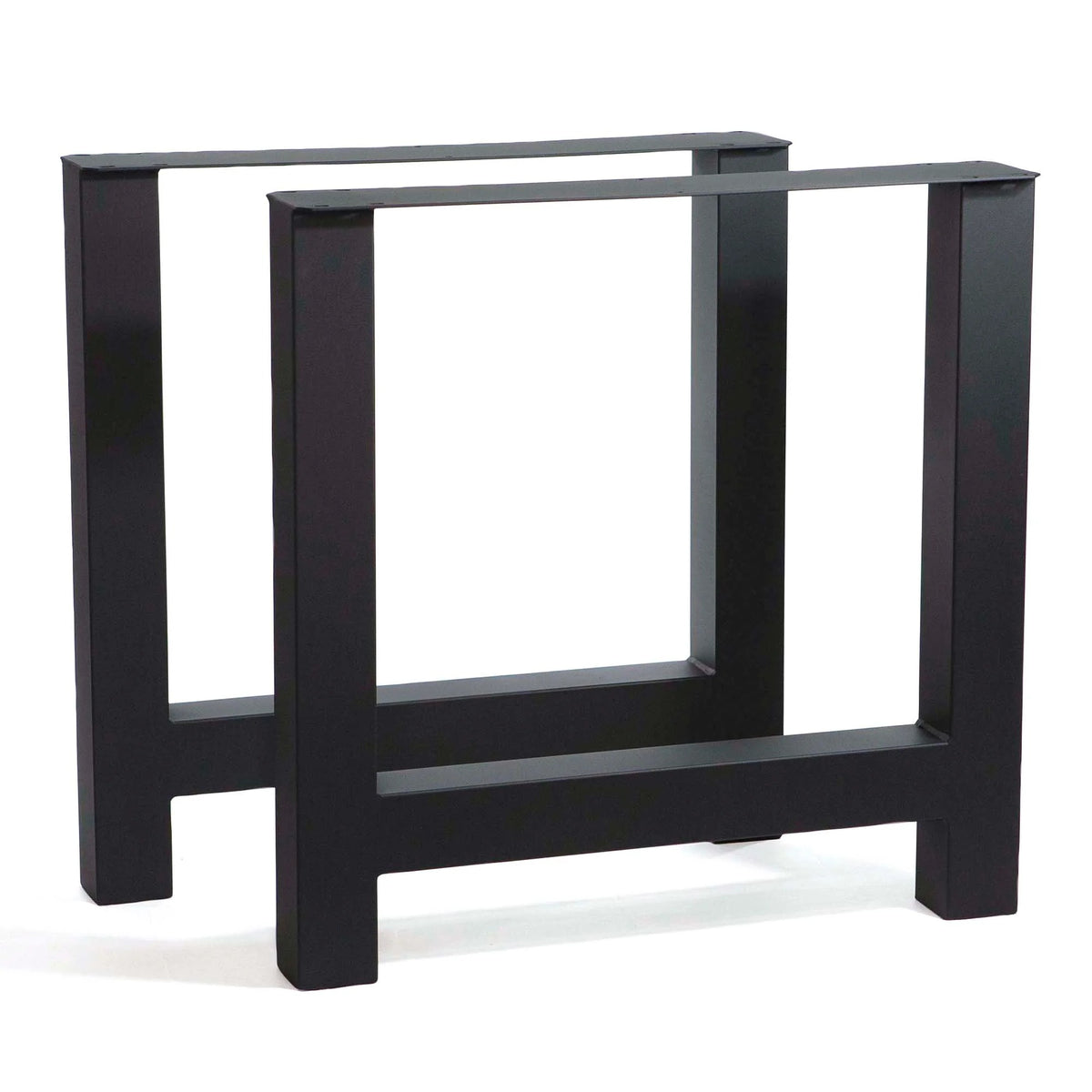 Black dining table H-leg base with square crossbars and open center