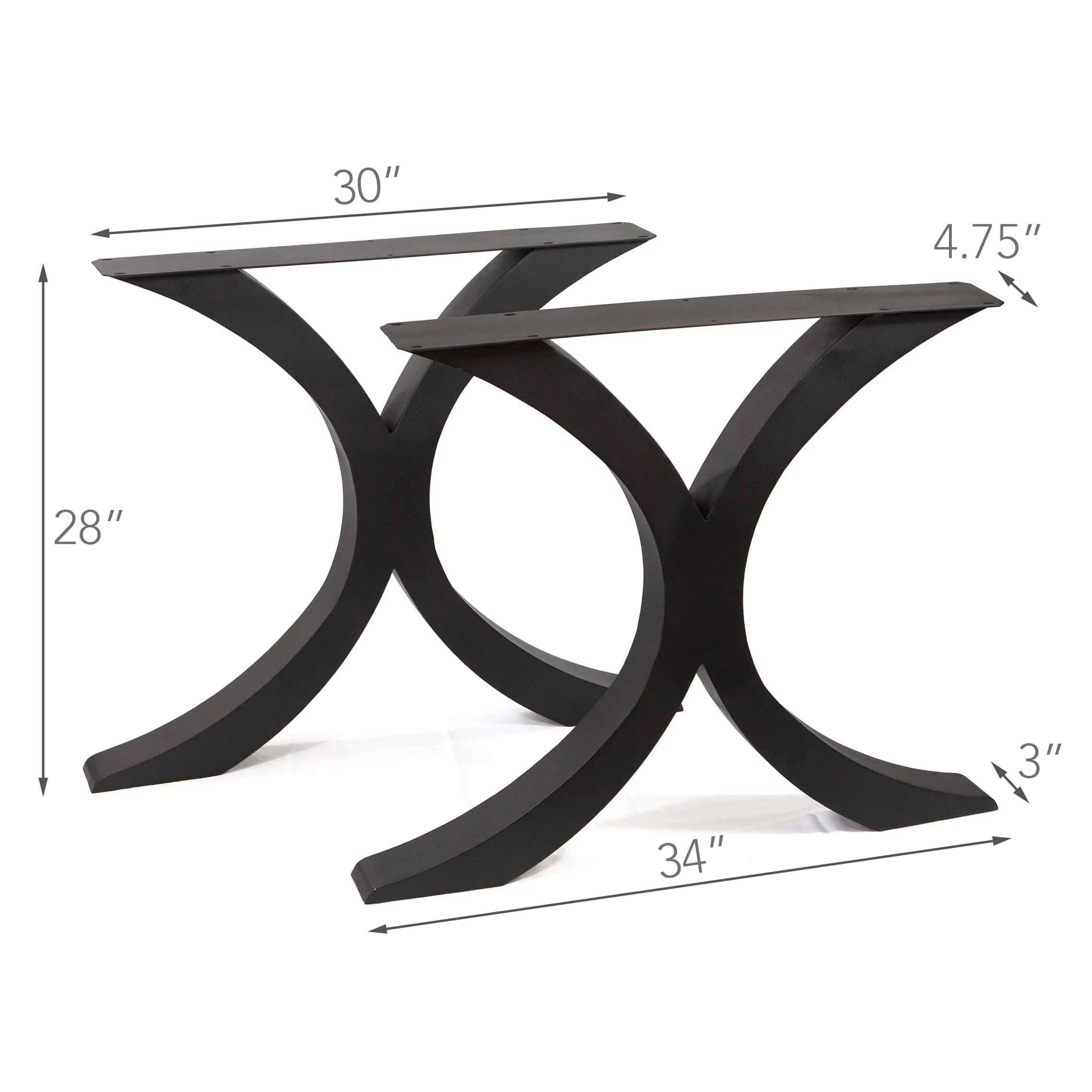 ST3013T - Extra Wide Flowy X-Shaped Dining Table Legs, 1 Pair