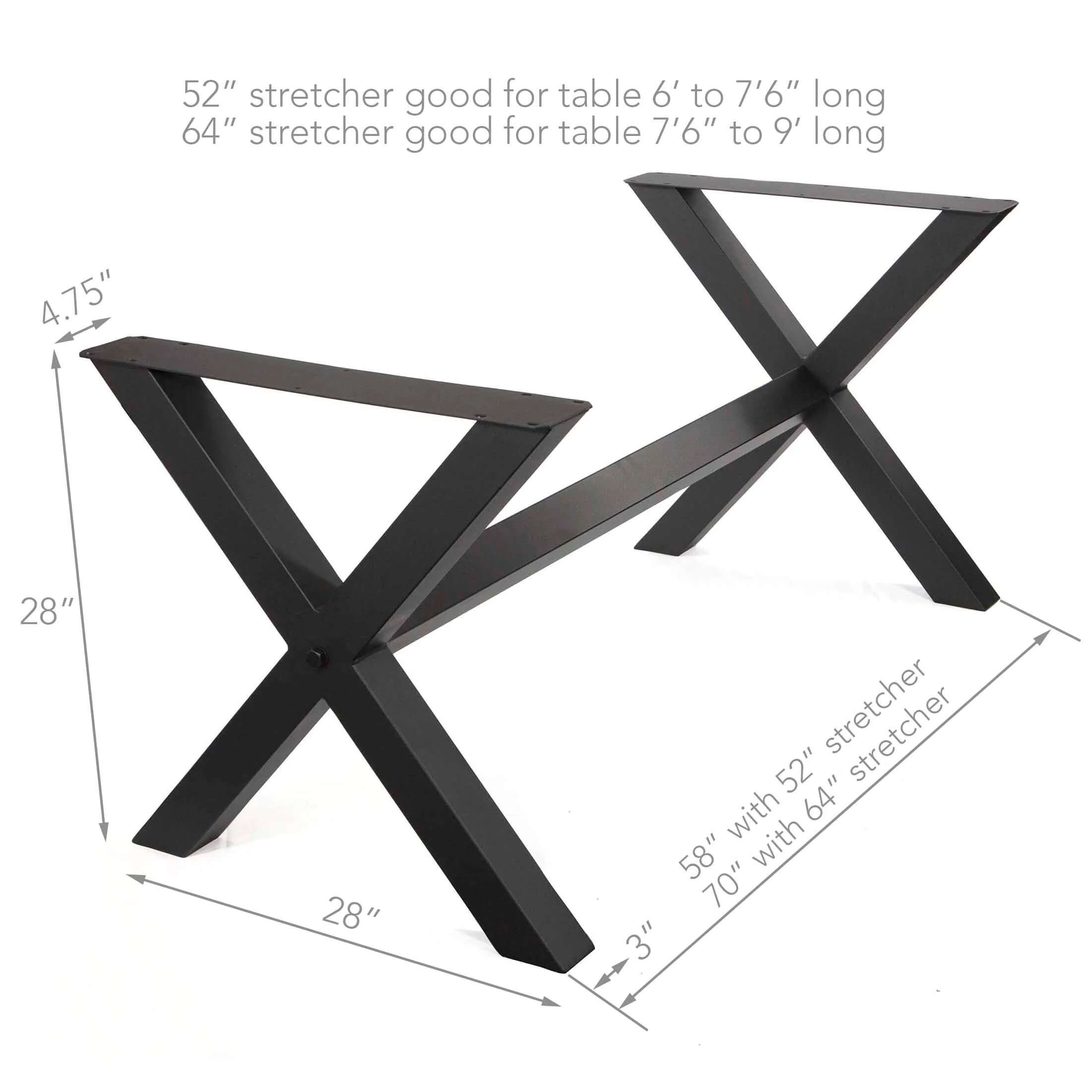 SS024 - X-Shaped Dining Table Base w/Stretcher