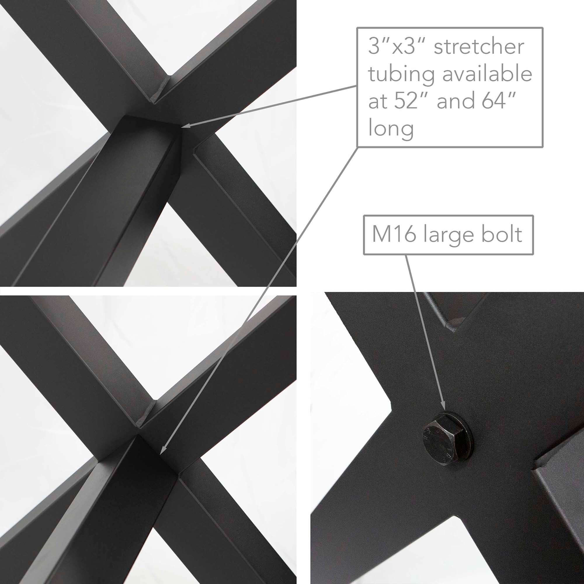 SS024 - X-Shaped Dining Table Base w/Stretcher