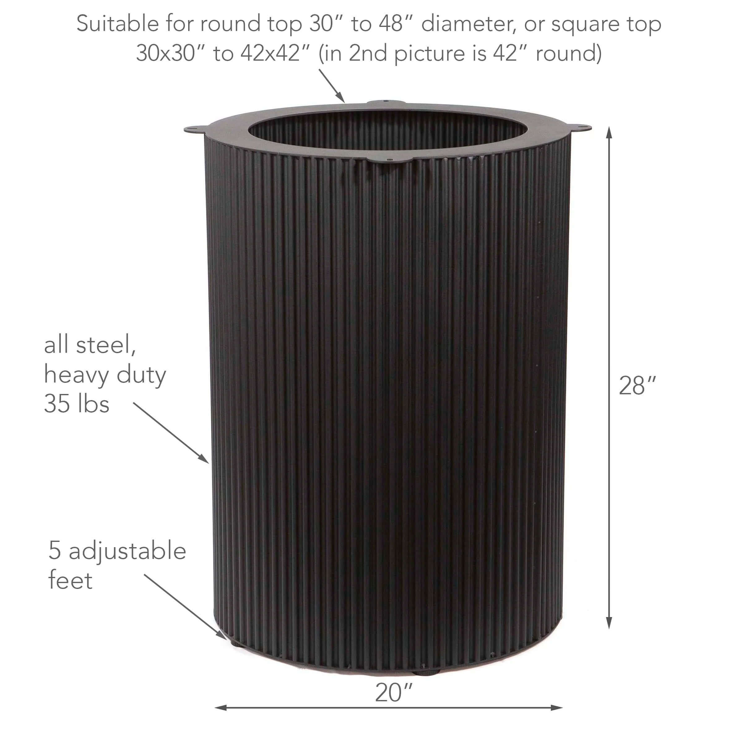Specifications for LK411 large fluted table base, including detailed measurements for accurate fitting and use.