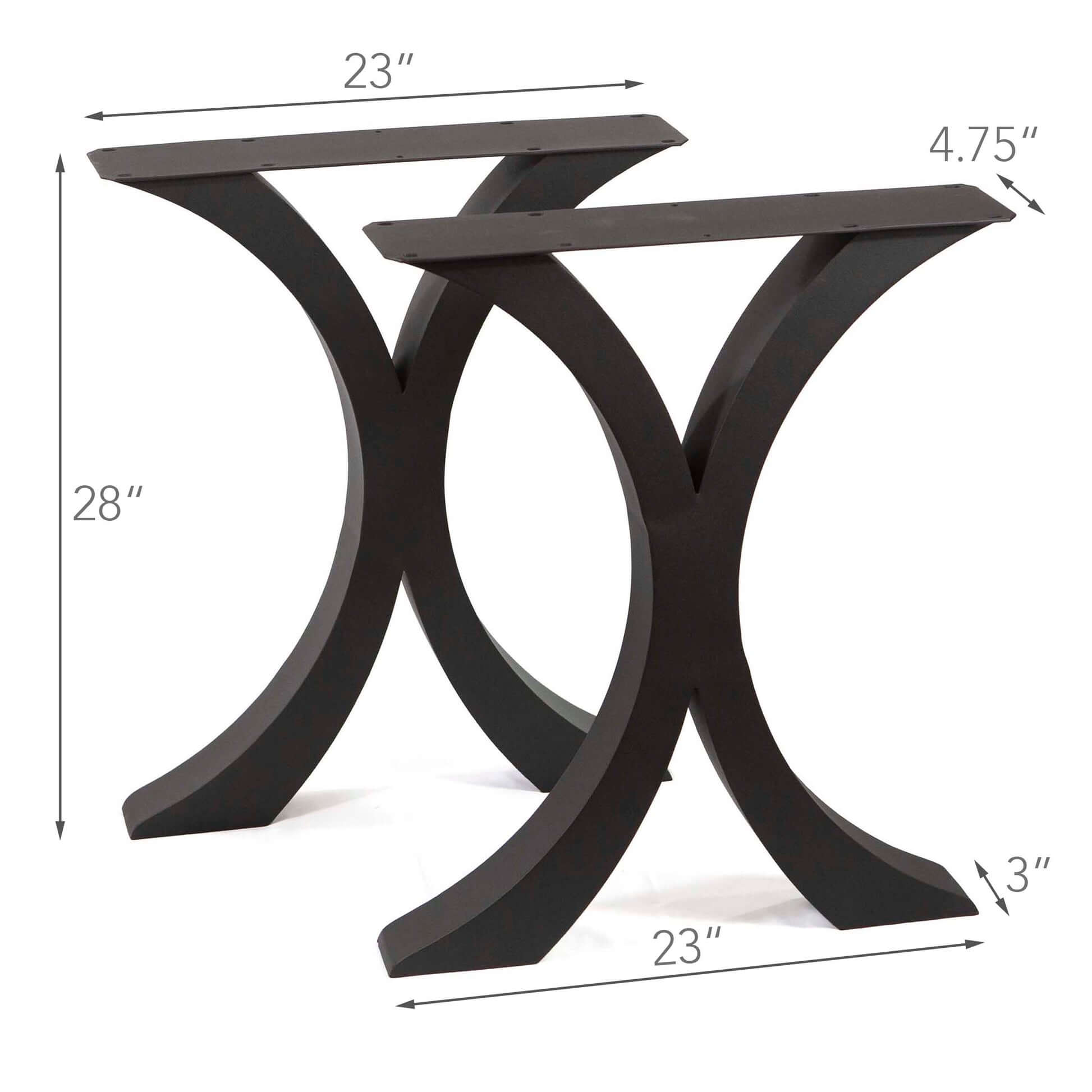 ST3013F - Flowy X-Shaped W23" Desk Table Legs, 1 Pair
