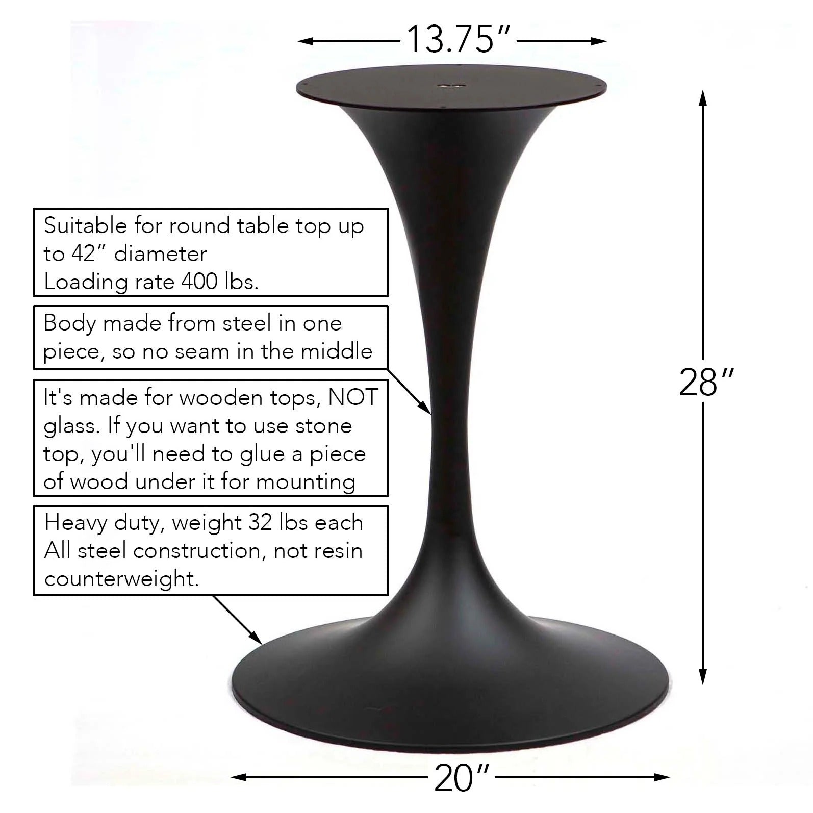 LK2028 - Tulip-Shaped Bistro Table Base