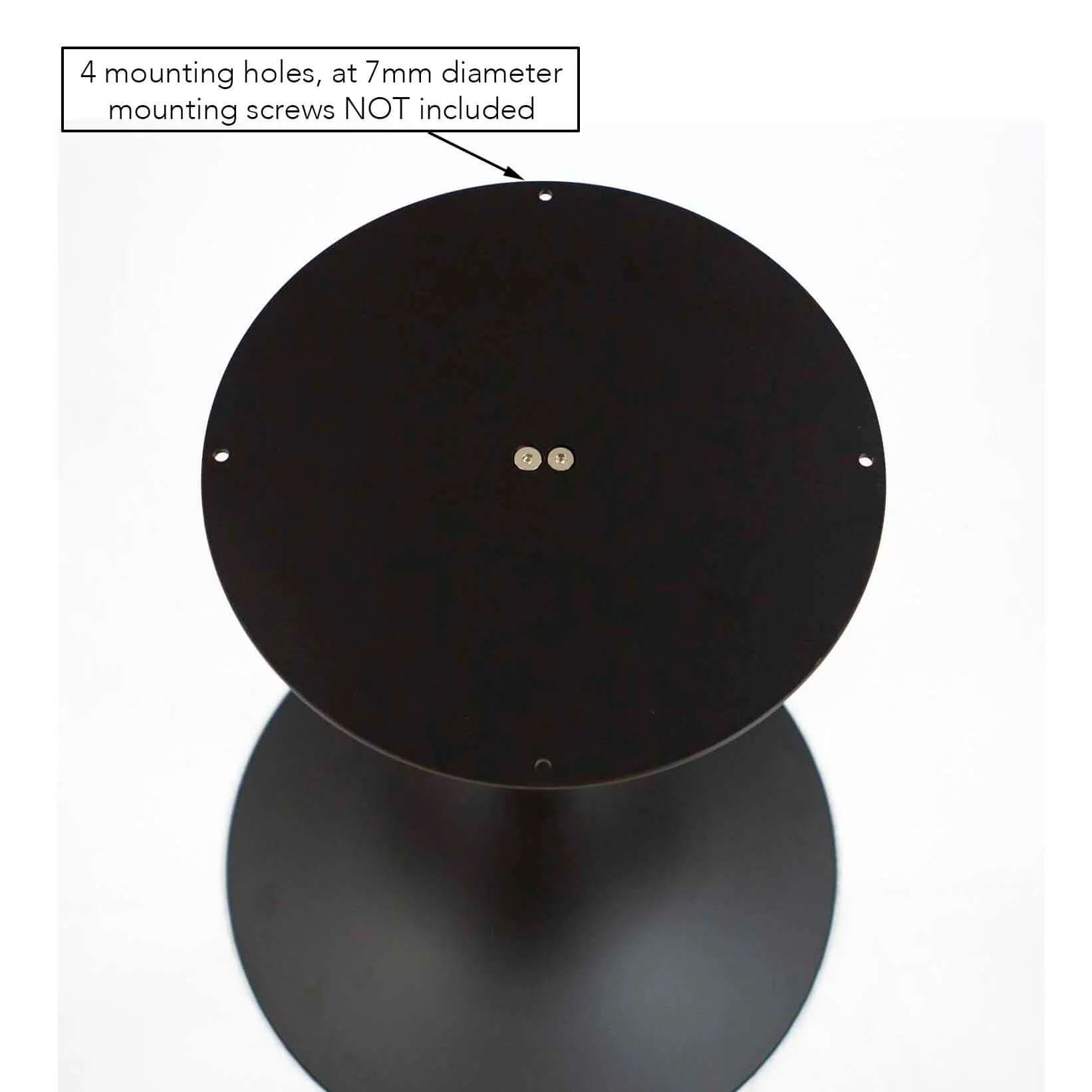 Top view of LK2028 tulip-shaped bistro table base for assembly instructions.