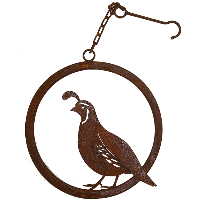W3446 tub New Quail Ring - rusted garden art