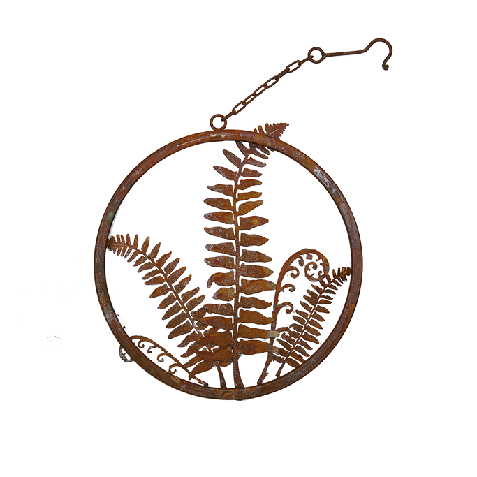 Fern Wreaths with hook - rusted garden art