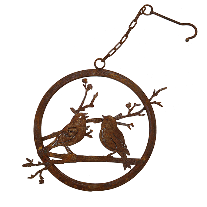 W4273 Love Birds Branch Wreaths with hook - rusted garden art
