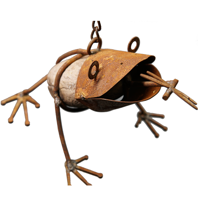 SH0706 Stone frog with chain hook - garden ornaments