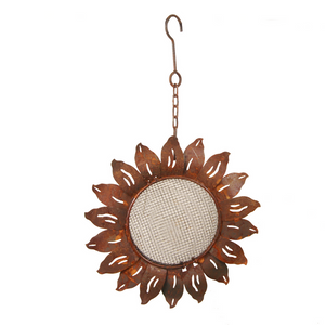 W3532C - Hanging Bird Feeder - sunflower - Natural Rusted and Yellow