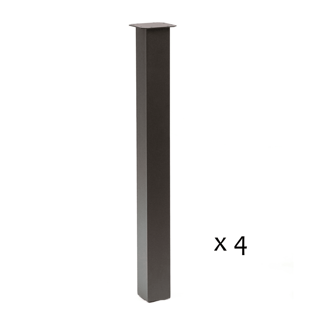 Black powder-coated column table leg with square top and straight sides
