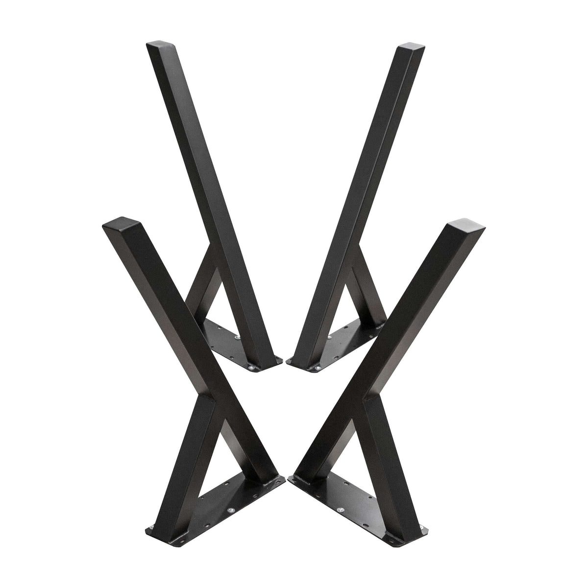 Black Y-shaped dining table leg with crossed support braces and base mount