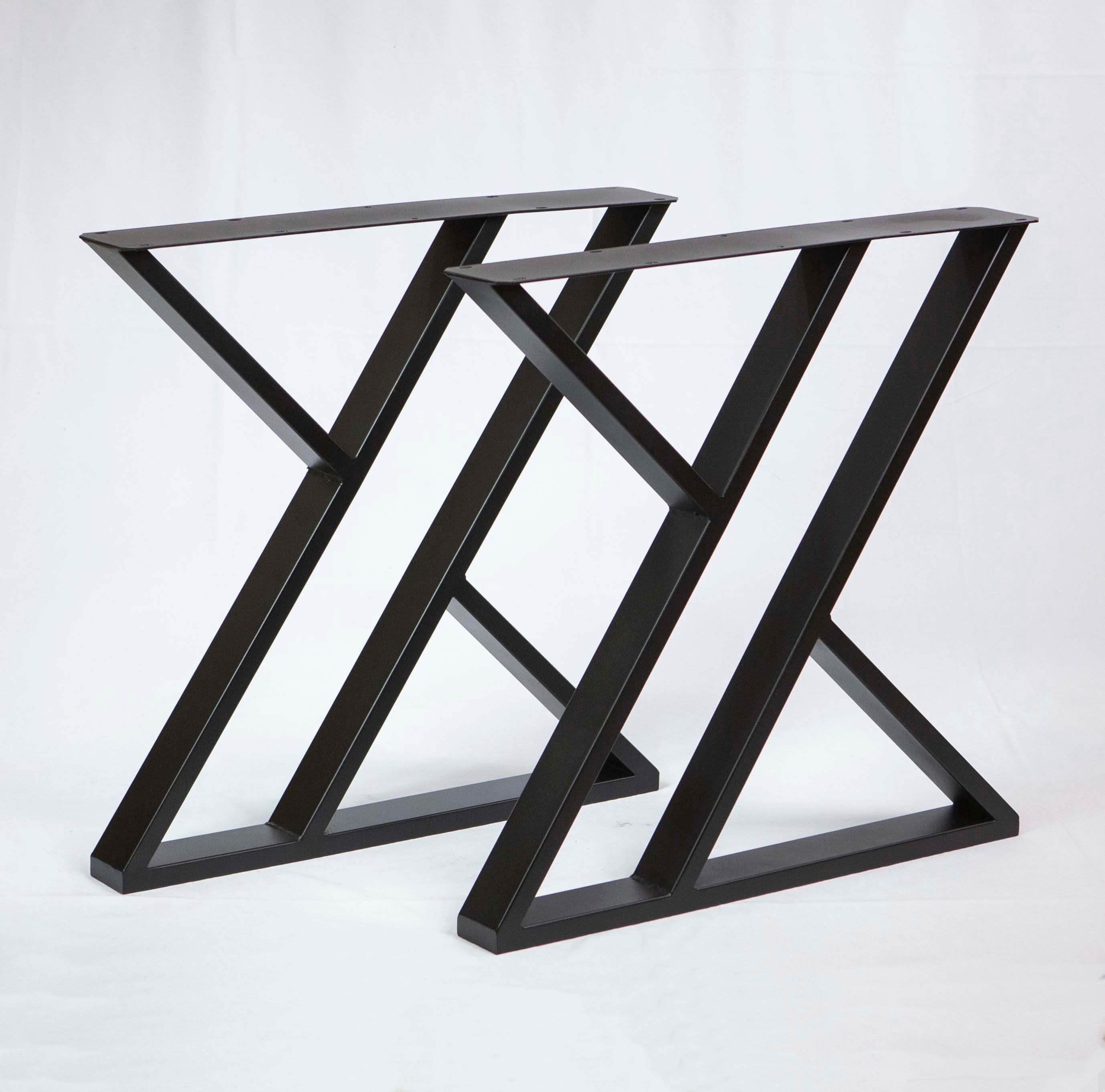 Double-Z dining table legs, black powder-coated steel, 1 pair