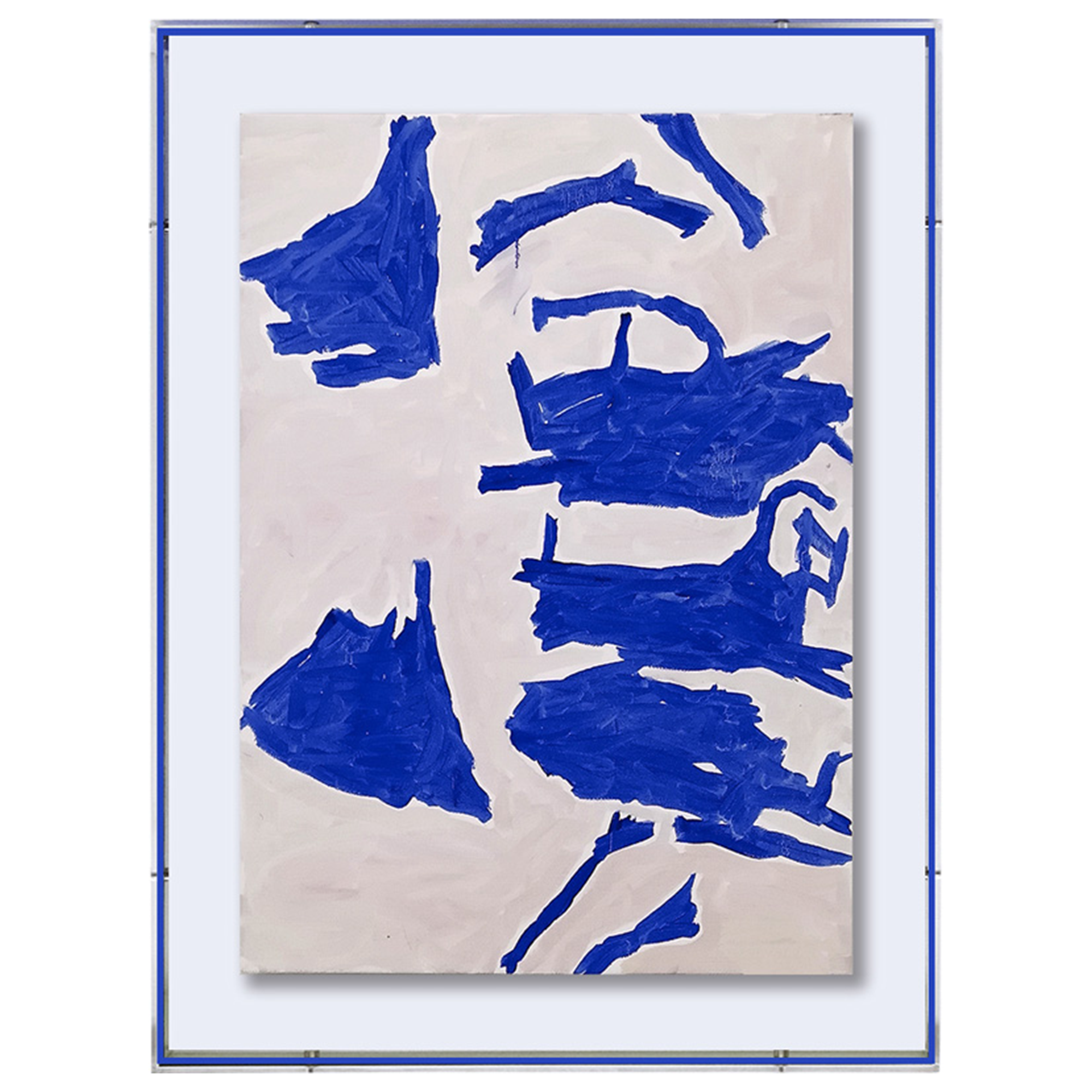 Blue Abstract Art Print on Acrylic with Acrylic Frame, Transparent Background CABA0036A - 60*80cm