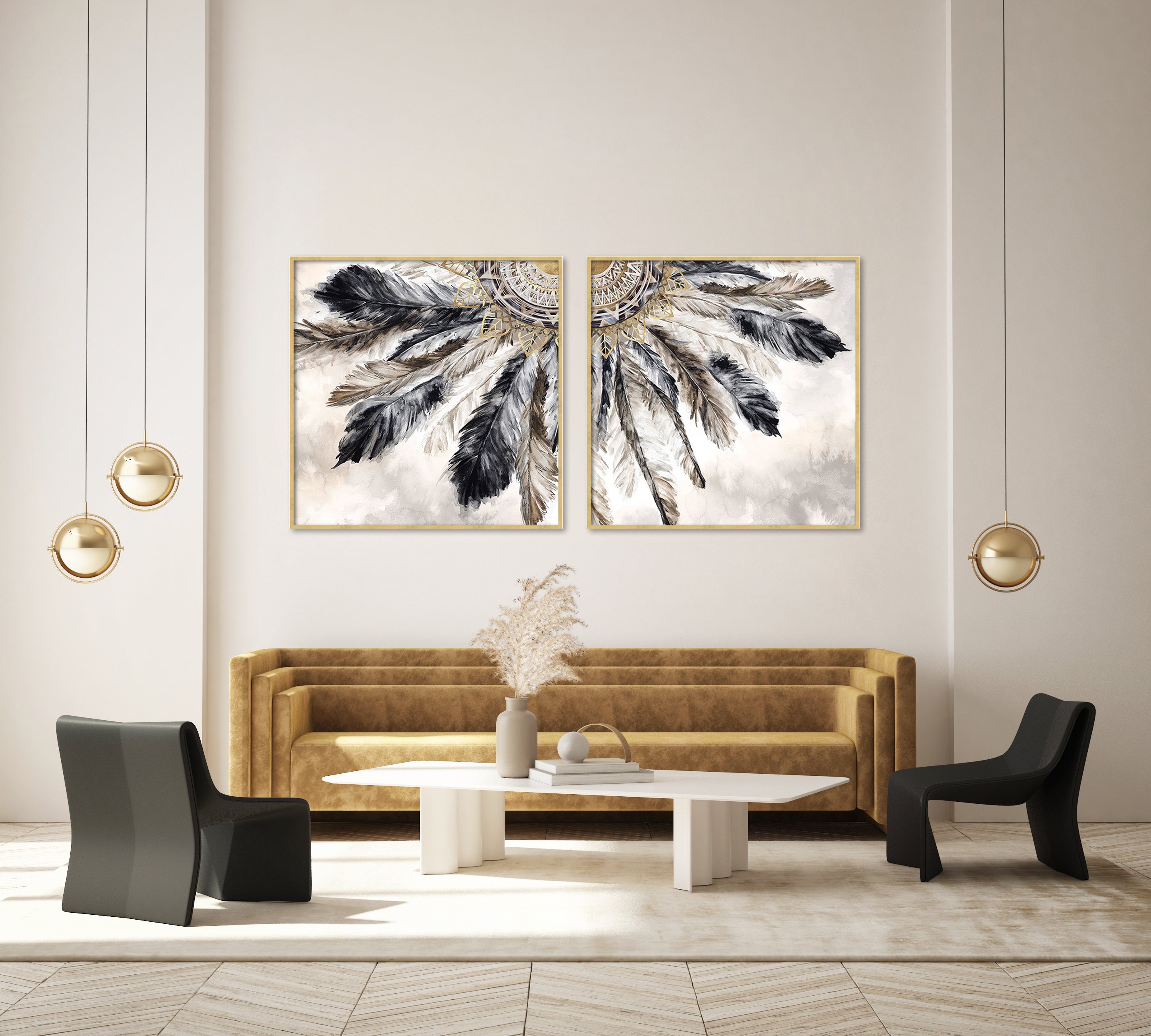 Feathers II Wall art ARDK1007B - 60*60cm