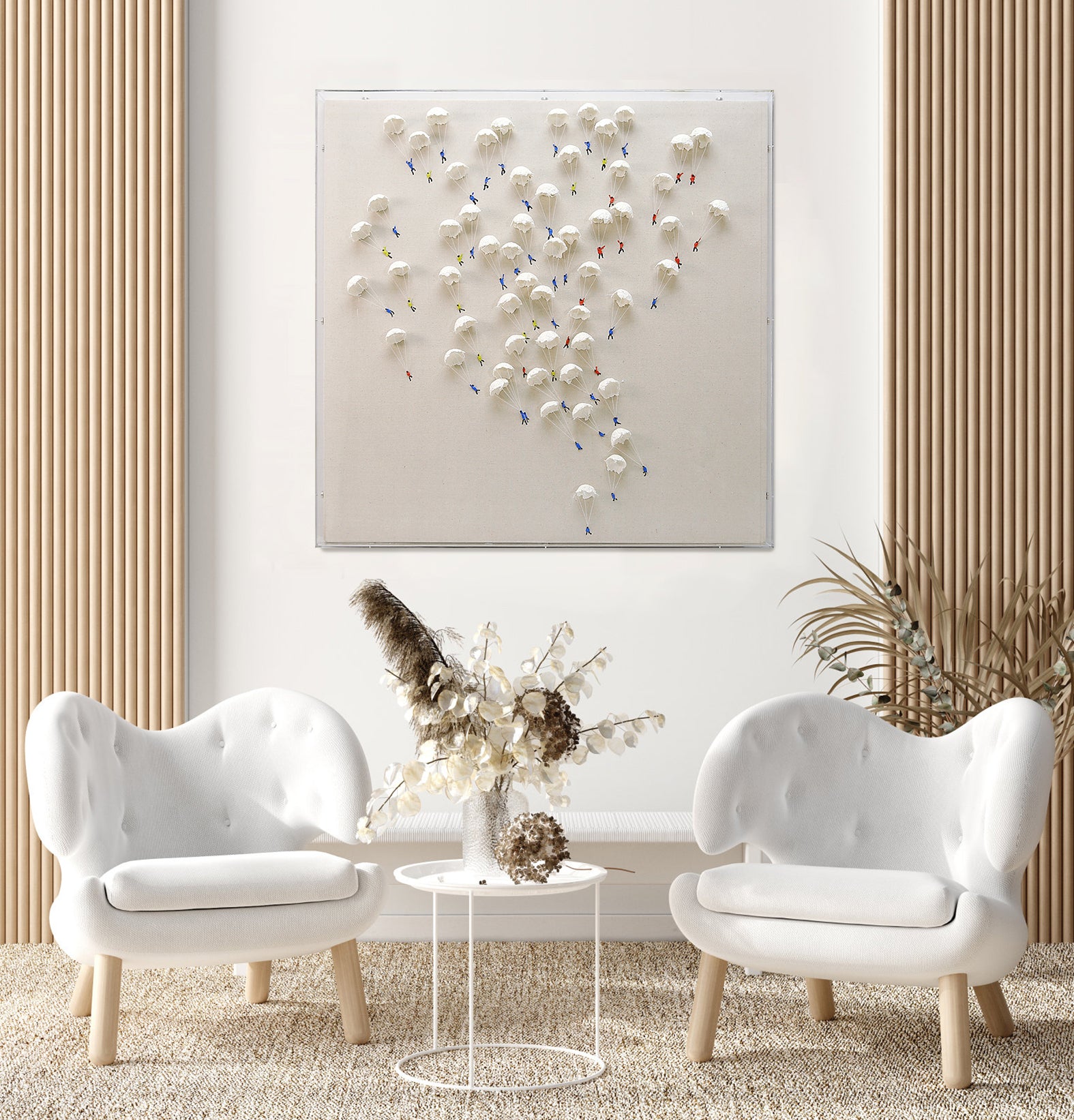 Parachuting people II 3D art Wall art BEOB2002A - 100*100cm