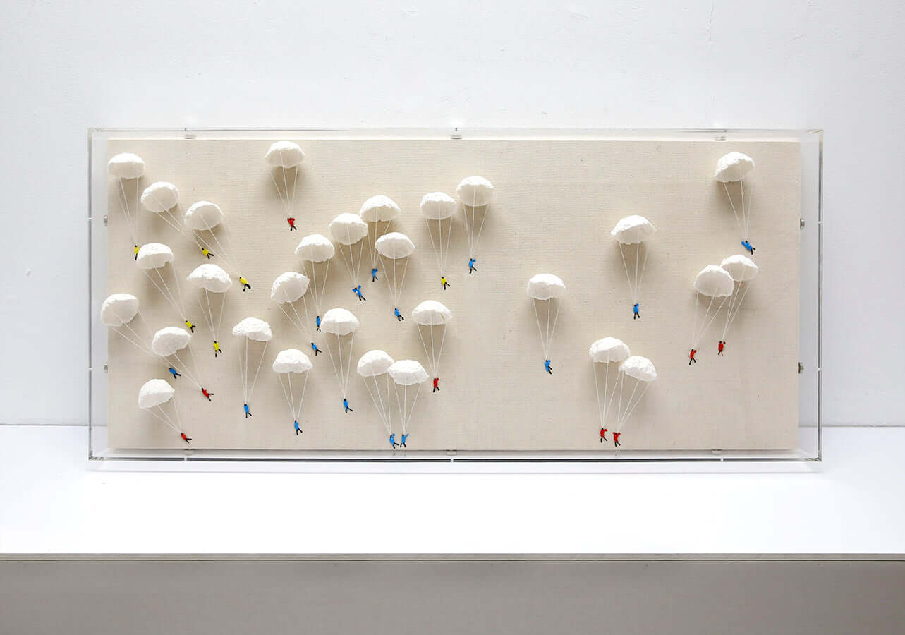 Parachuting people I 3D art Wall art BEOB2003A - 45*100cm