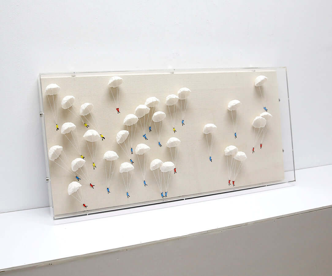 Parachuting people I 3D art Wall art BEOB2003A - 45*100cm