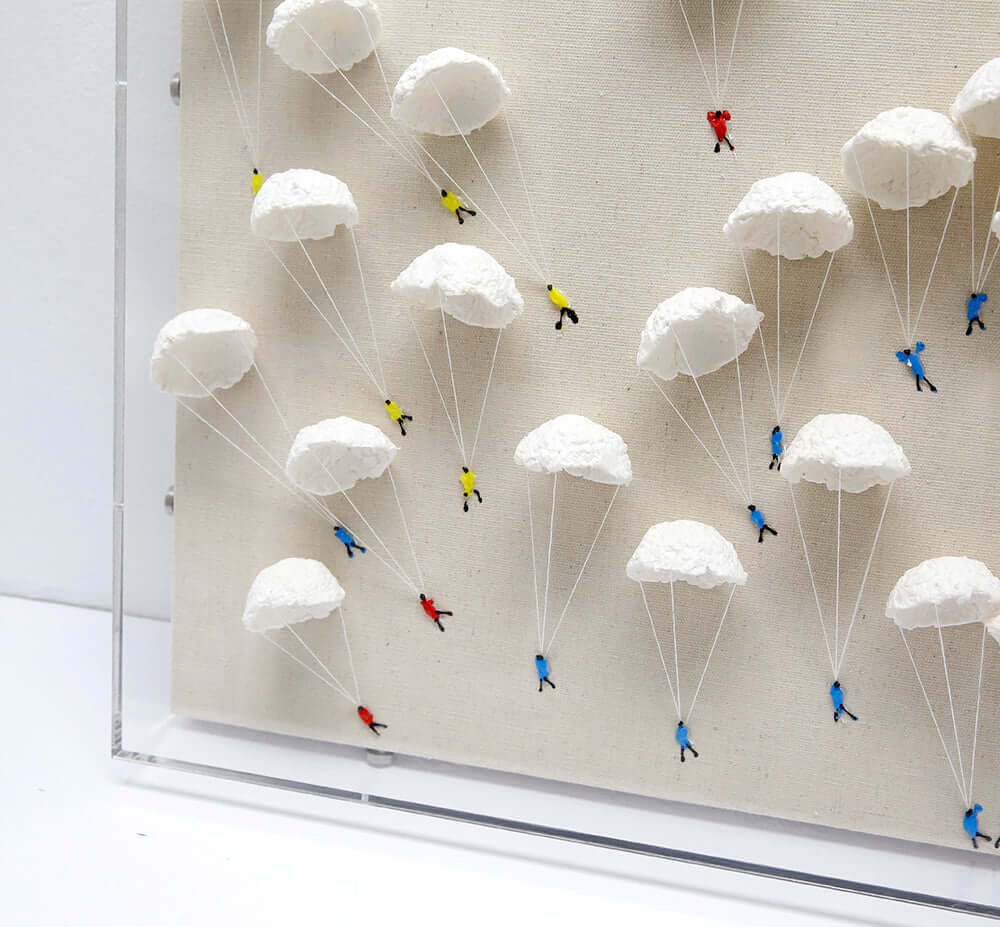 Parachuting people I 3D art Wall art BEOB2003A - 45*100cm