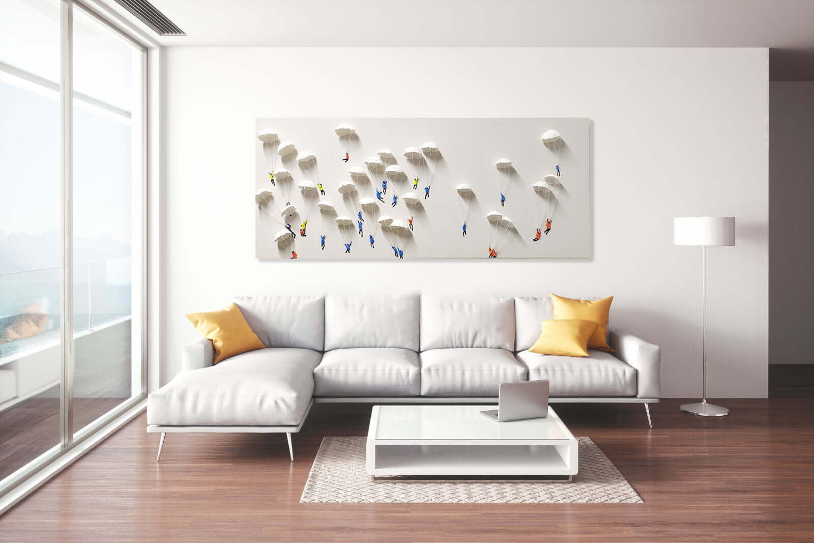 Parachuting people I 3D art Wall art BEOB2003A - 45*100cm