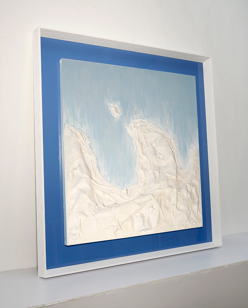 Blue sea and white wave II Handmade paper art 3D art Wall art BGOB1009B - 100*100cm
