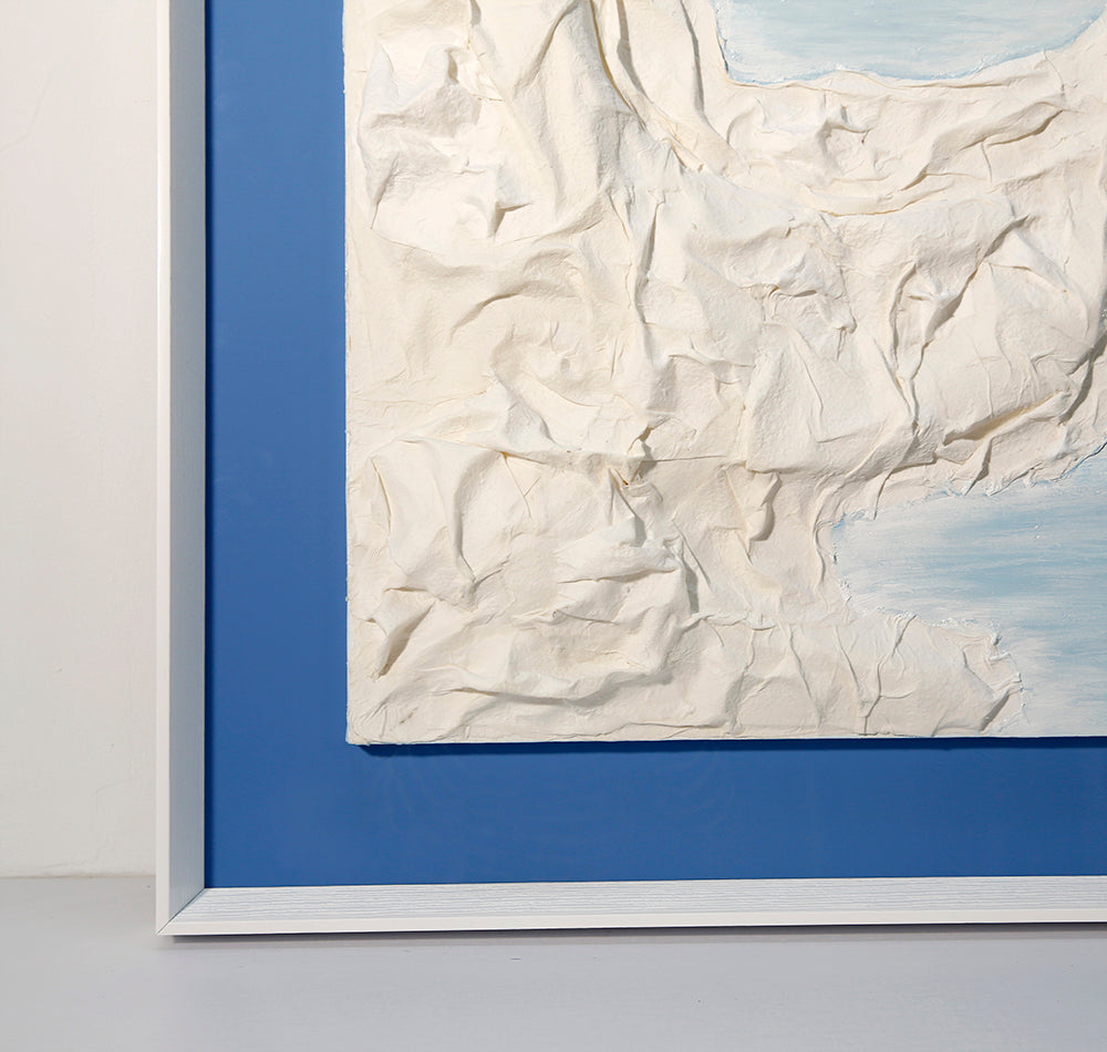 Blue sea and white wave II Handmade paper art 3D art Wall art BGOB1009B - 100*100cm