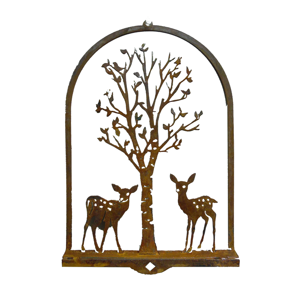W4392 Fawn & Birch 3D Wall Art - rusted metal arts in garden
